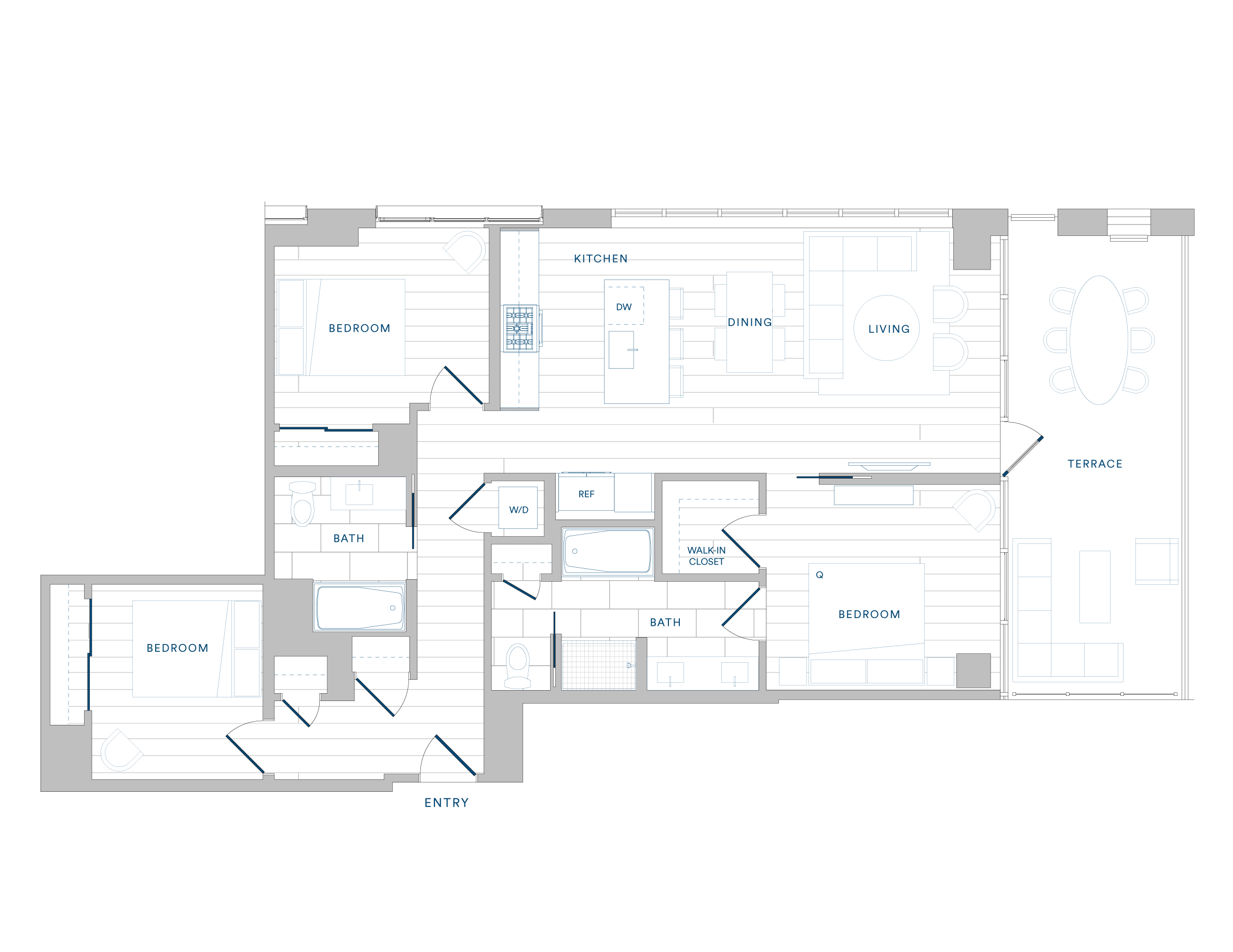 Floorplan for Apartment #1302, 2 bedroom unit at Margarite