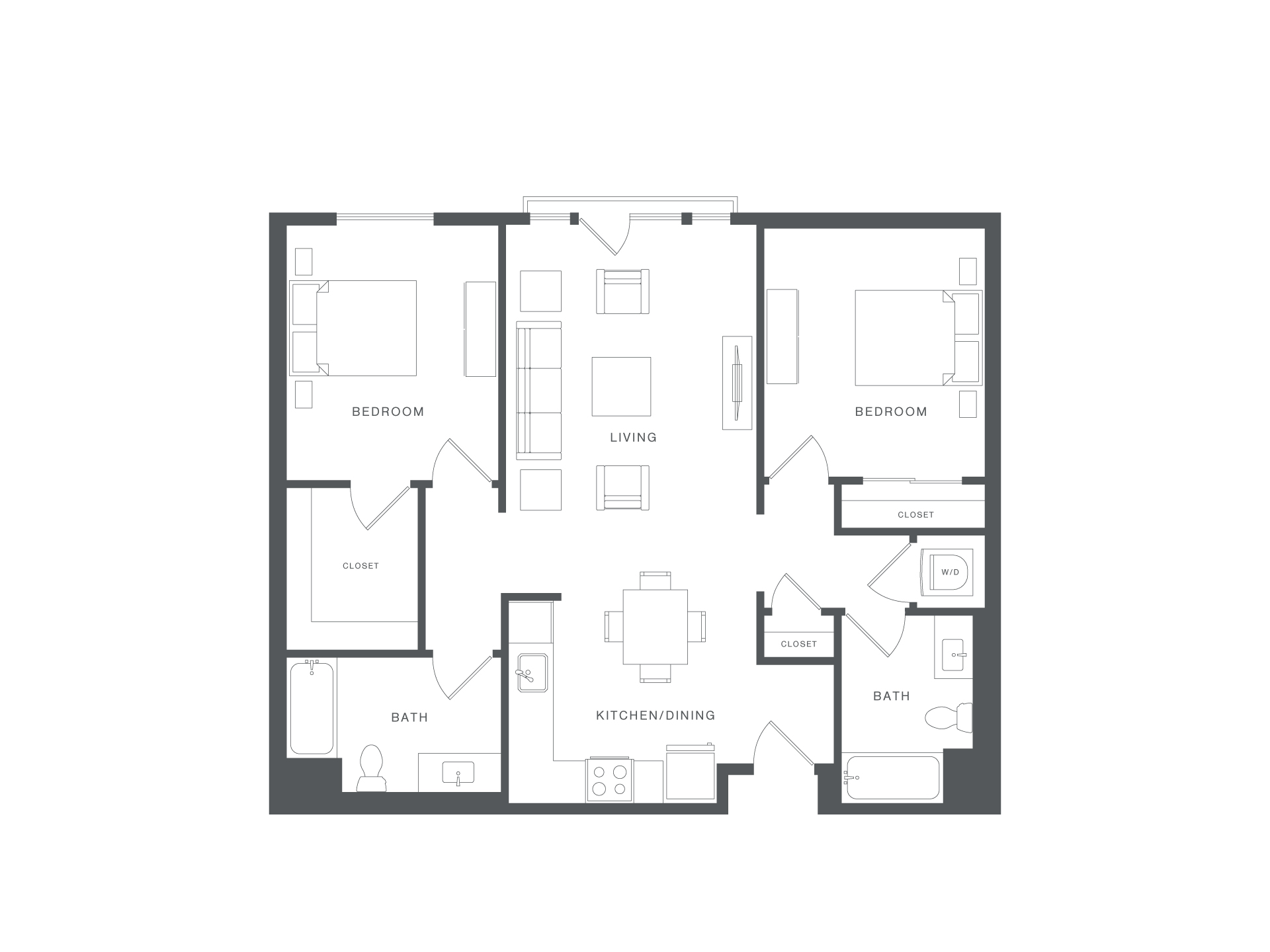 A black and white image of a house floor plan.