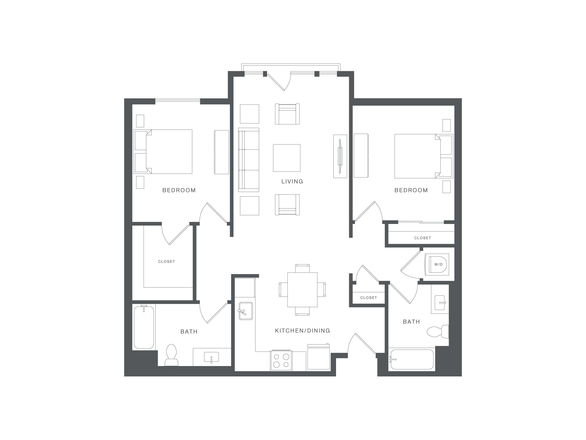 A black and white image of a house floor plan.