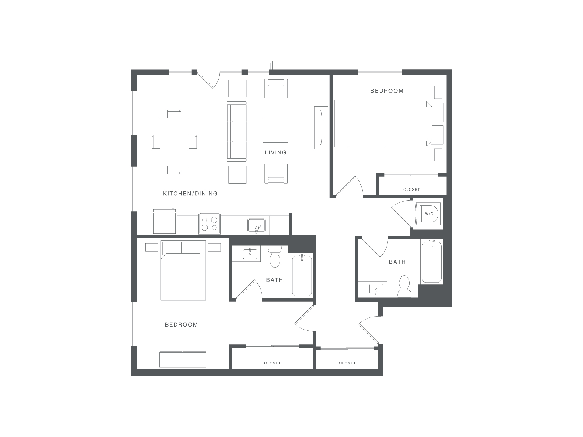A black and white image of a house floor plan.
