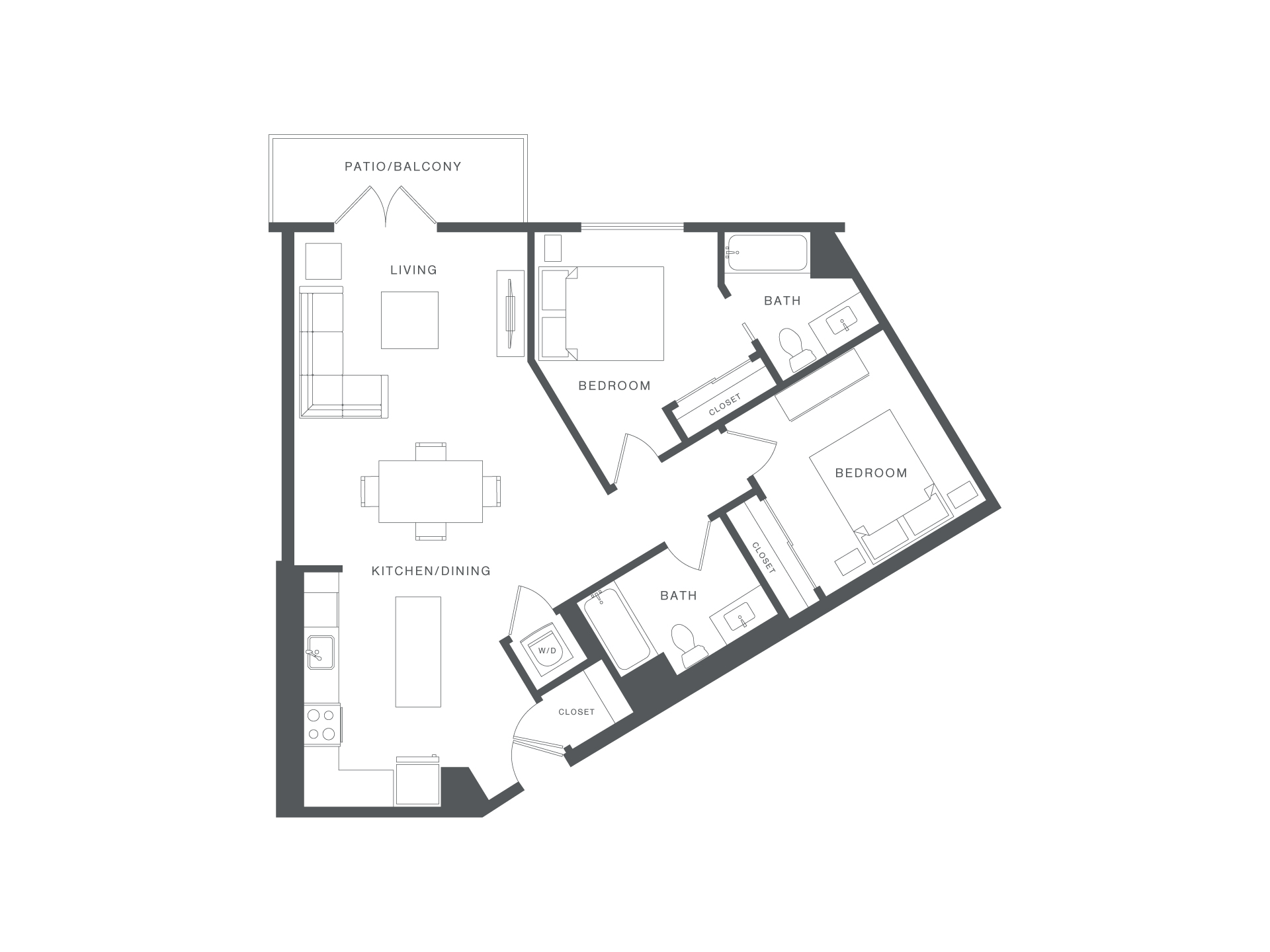 A black and white image of a house floor plan.