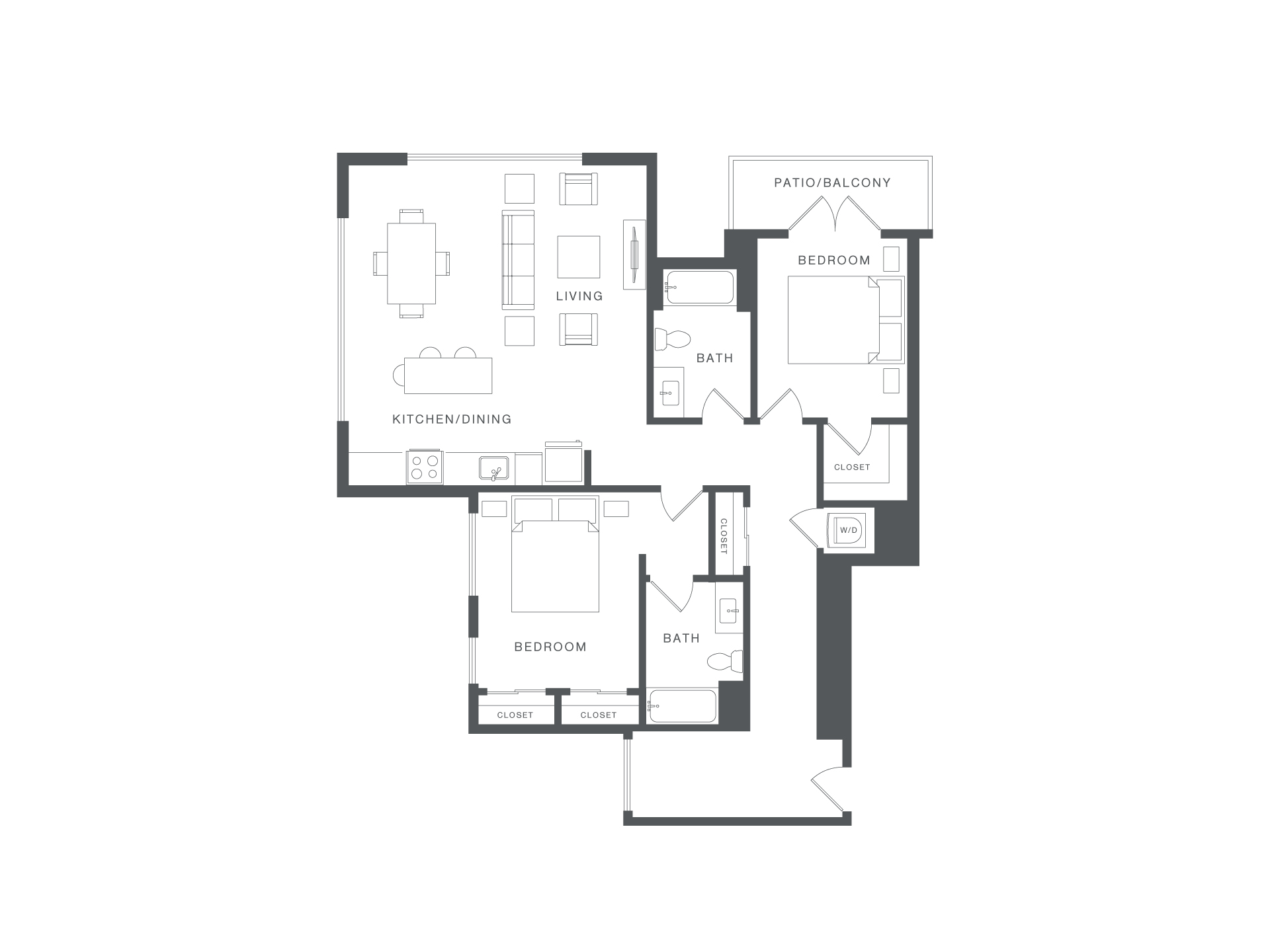 A black and white image of a house floor plan.