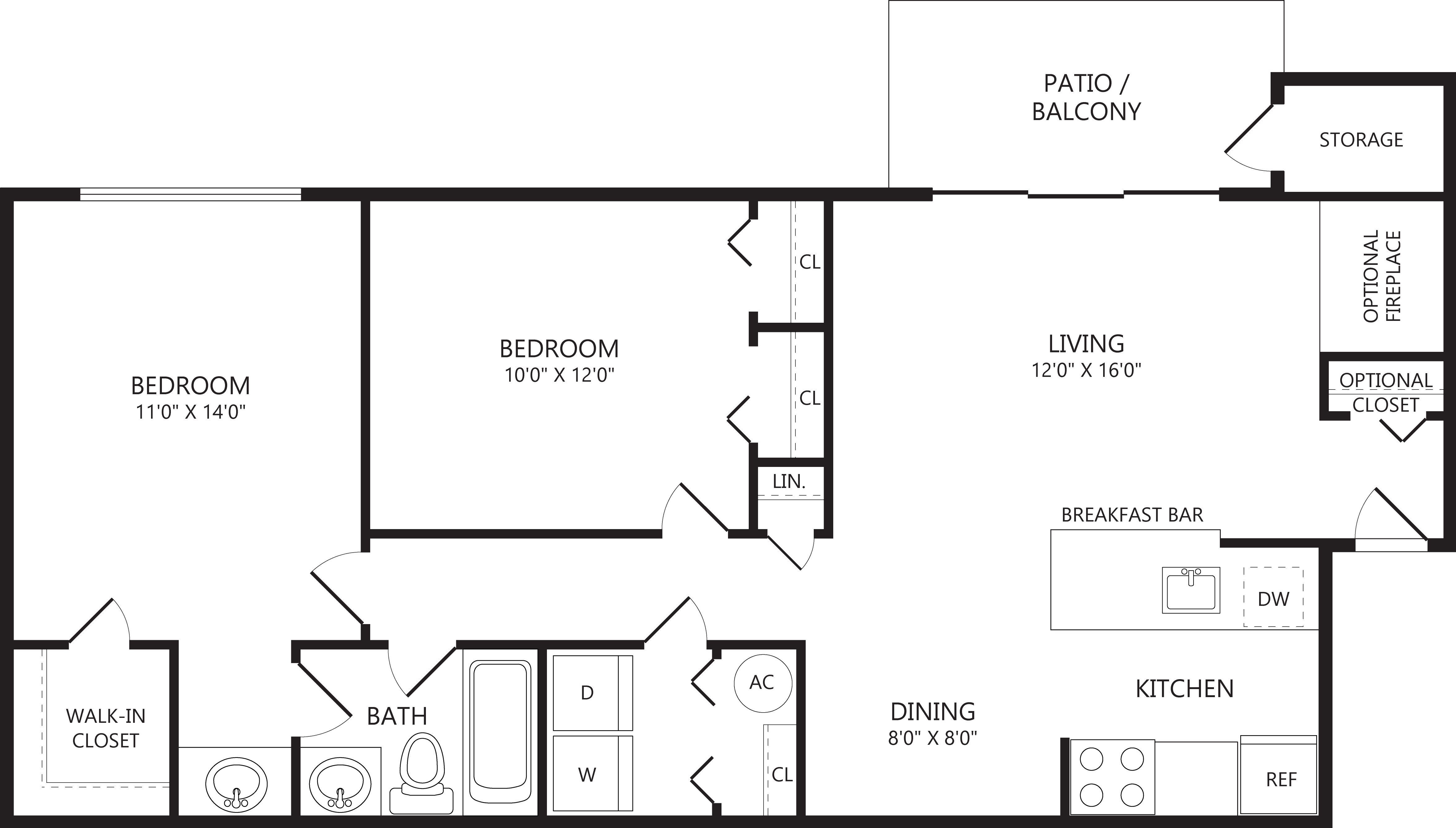 Floorplan for Apartment #81L12B, 2 bedroom unit at Halstead Chantilly
