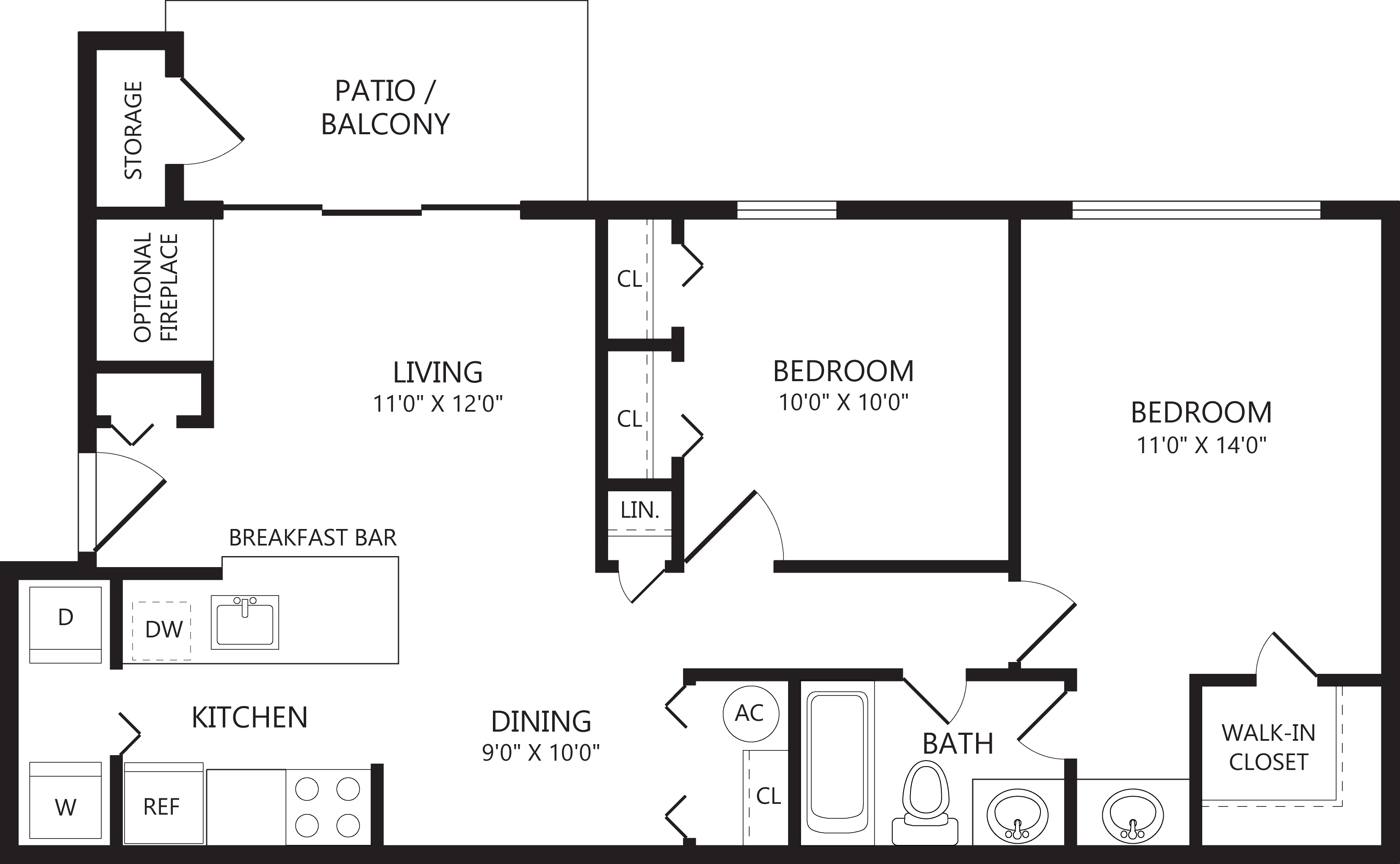 Floorplan for Apartment #83L21C, 2 bedroom unit at Halstead Chantilly