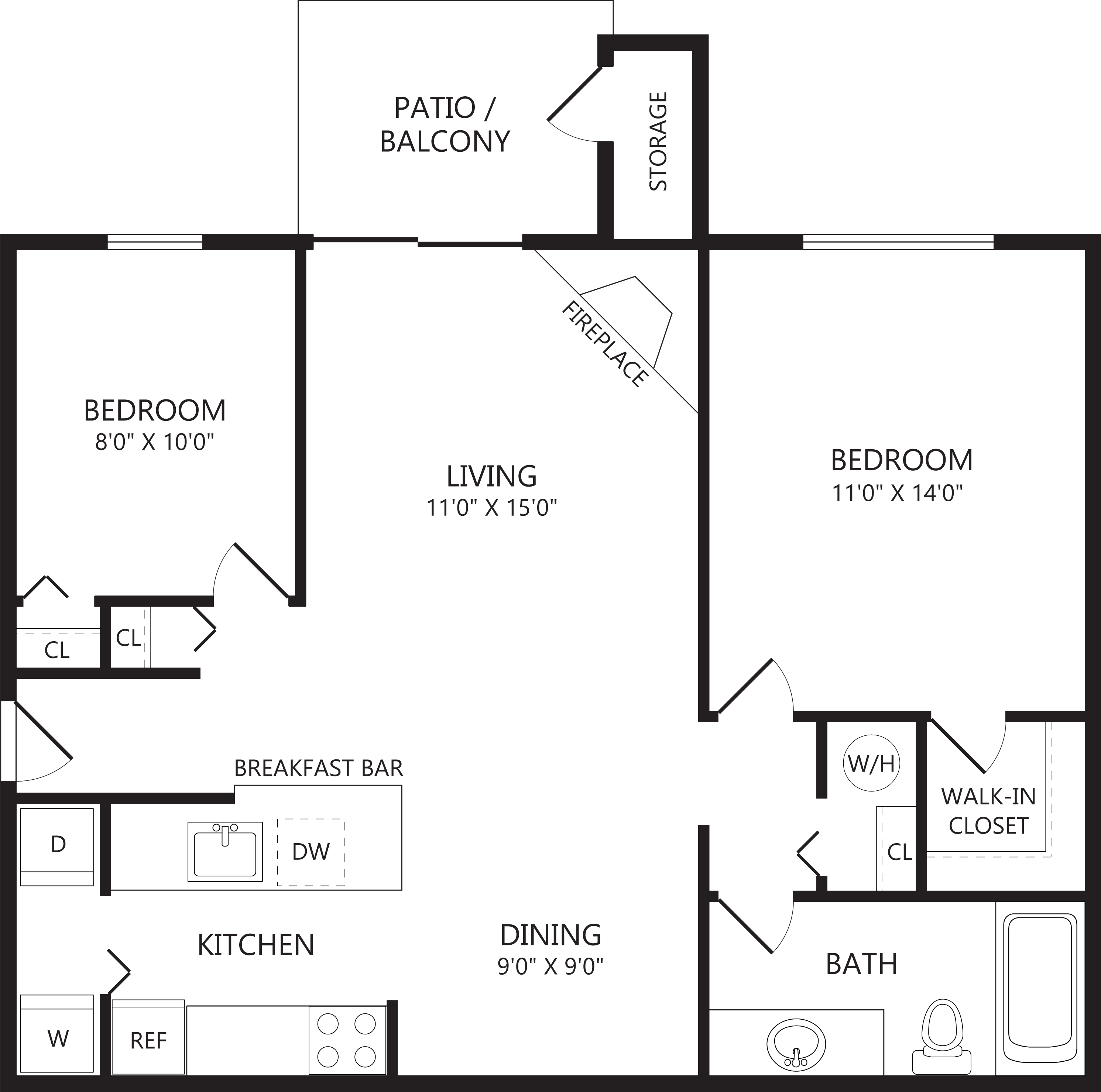 Floorplan for Apartment #95B34C, 3 bedroom unit at Halstead Chantilly