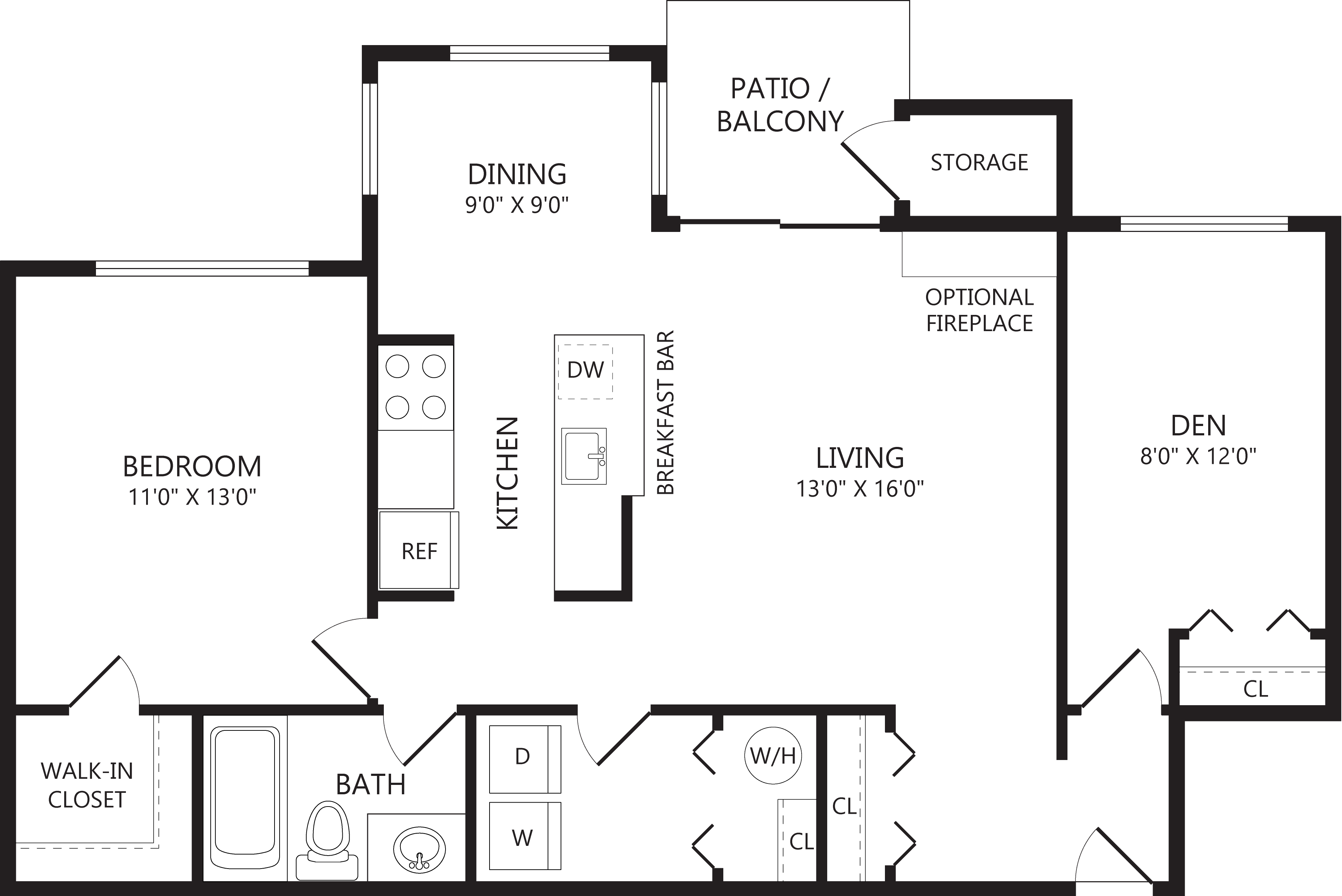 Floorplan for Apartment #90B32C, 3 bedroom unit at Halstead Chantilly