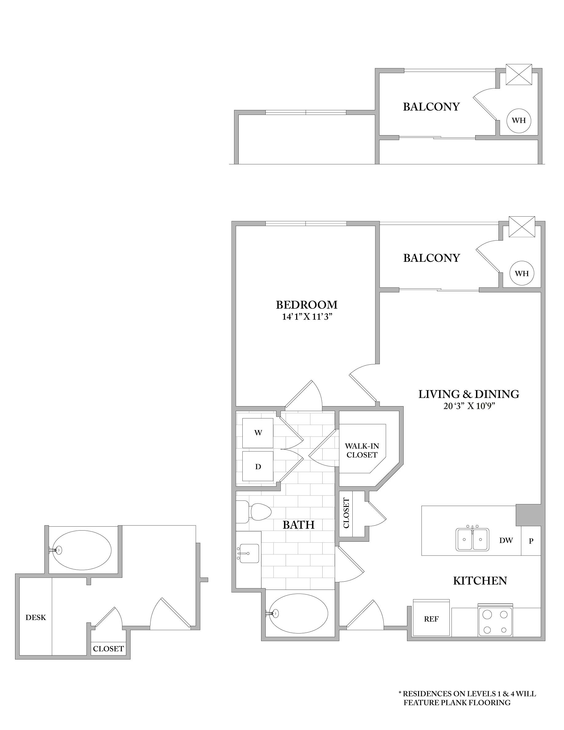 floor plan image of apartment 1407