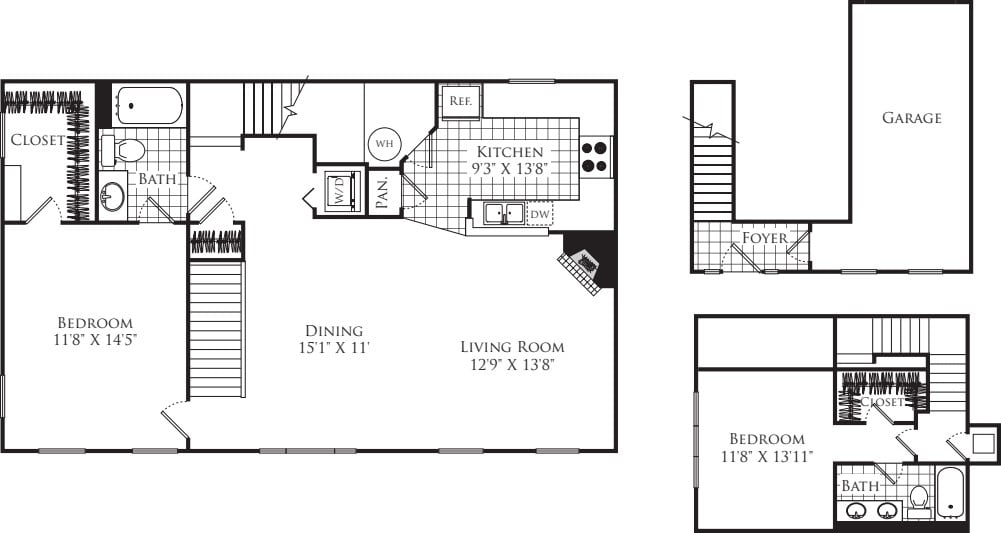 Floorplan for Apartment K-1496B, 2 bedroom unit at Halstead Alexandria