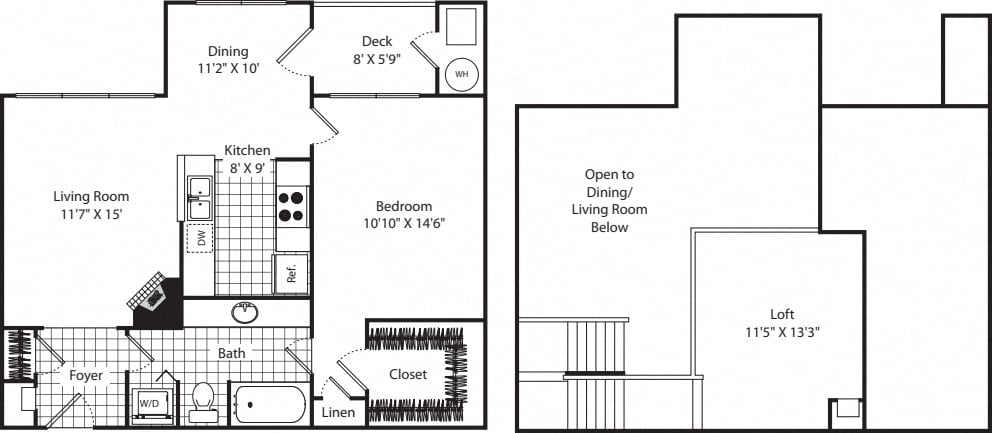 Floorplan for Apartment 475-410, 1 bedroom unit at Halstead Alexandria