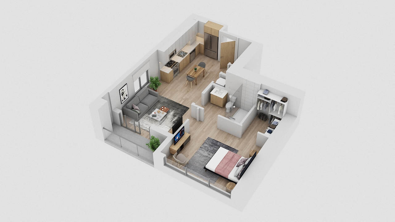 3D Floorplan of Apartment PH3613