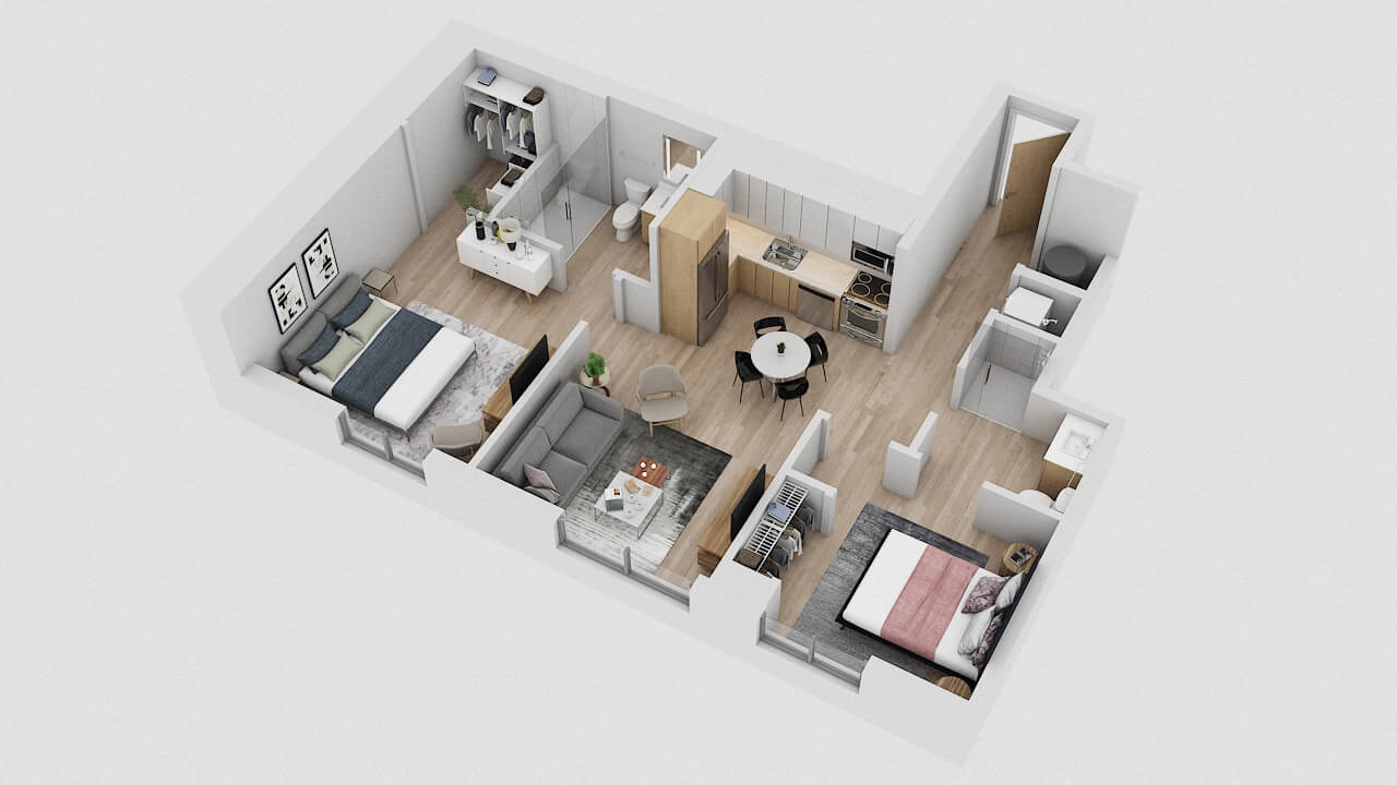 3D Floorplan of Apartment B4