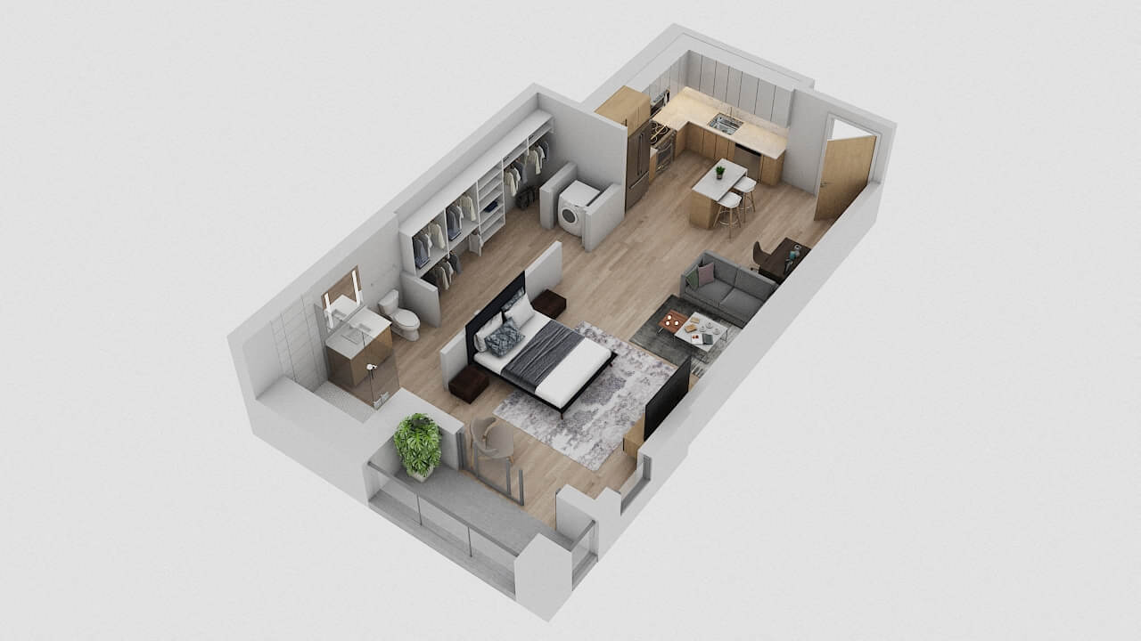 3D Floorplan of Apartment 0307