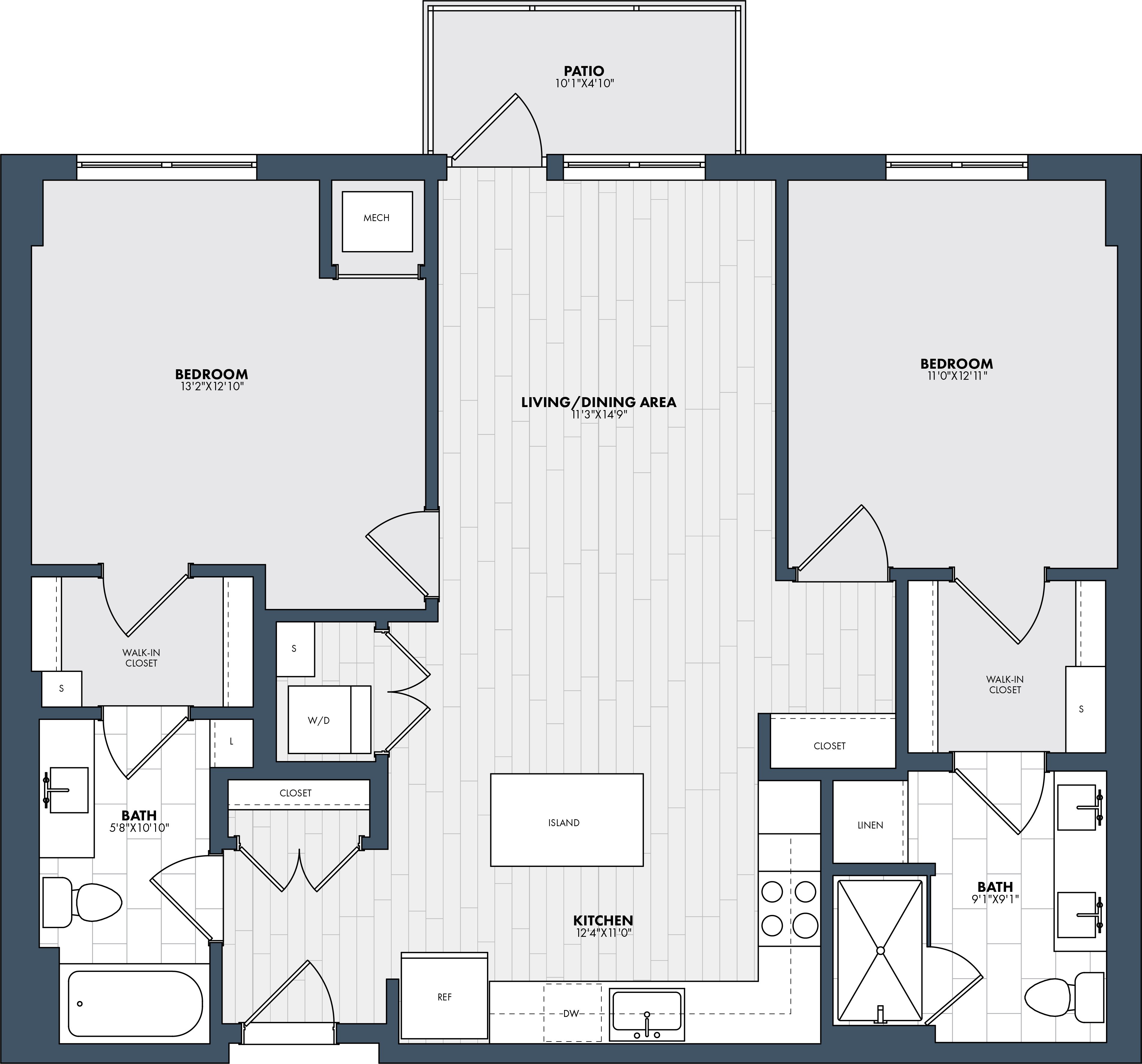 Floor Plan Image of Apartment Apt 206