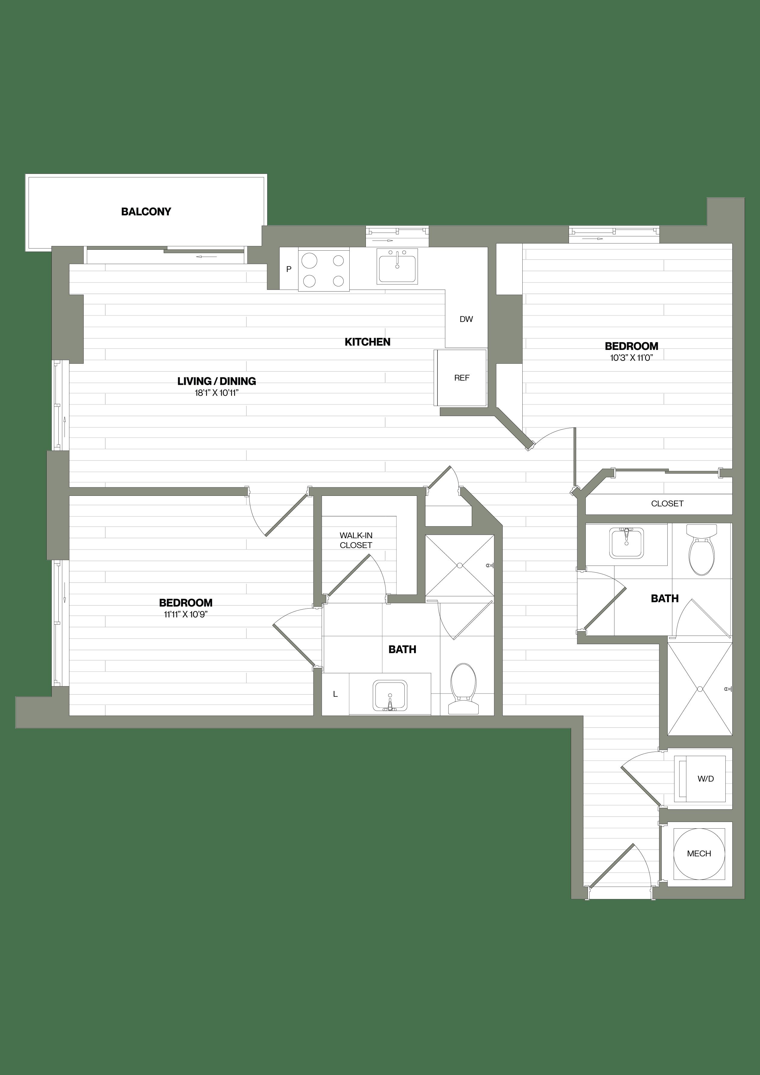 Floor Plan Image of Apartment Apt 1613