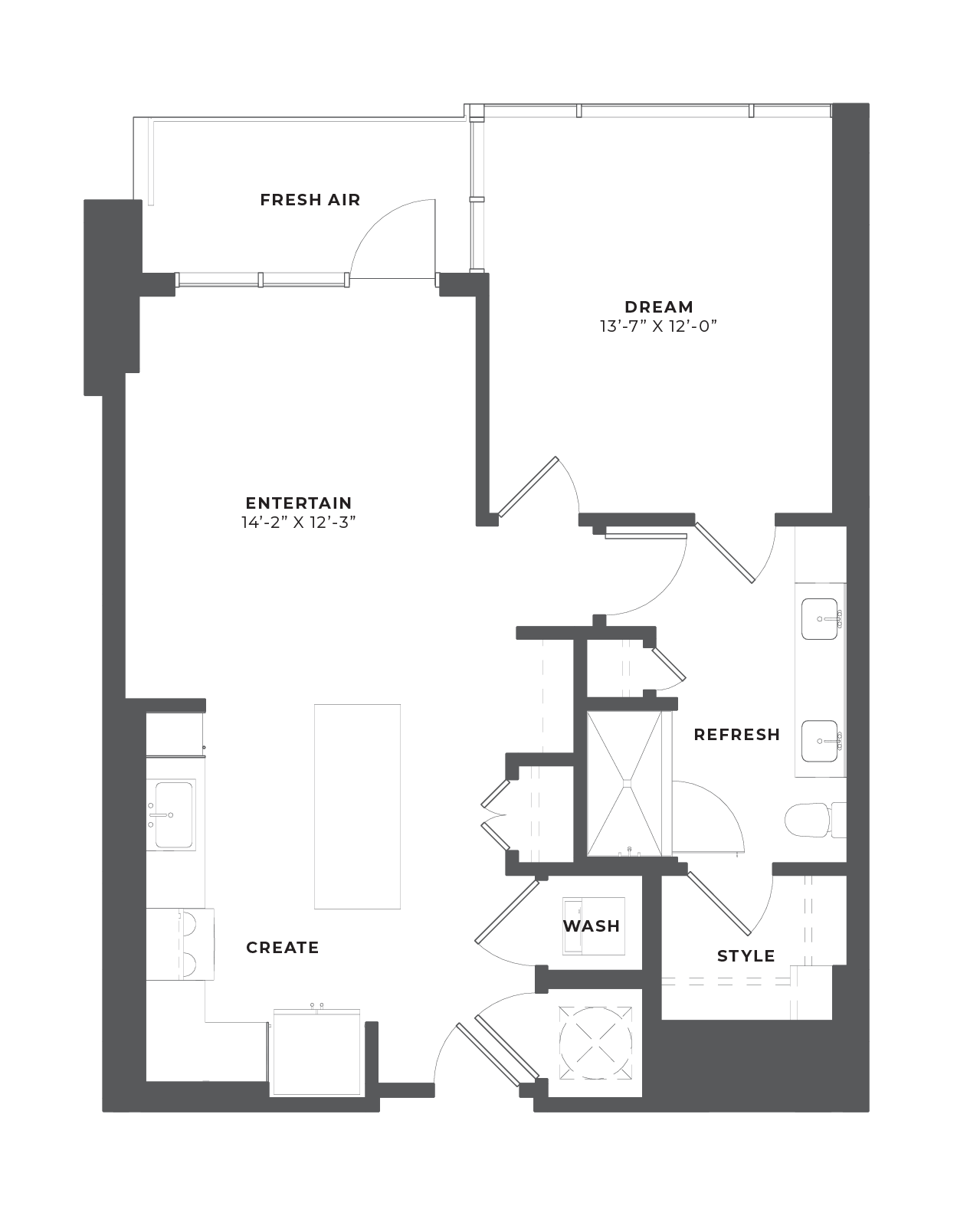 1 Bed/1 Bath-AH2