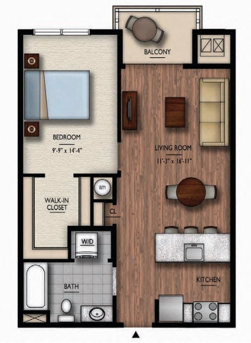 Floor Plan Image of Apartment Apt 5206