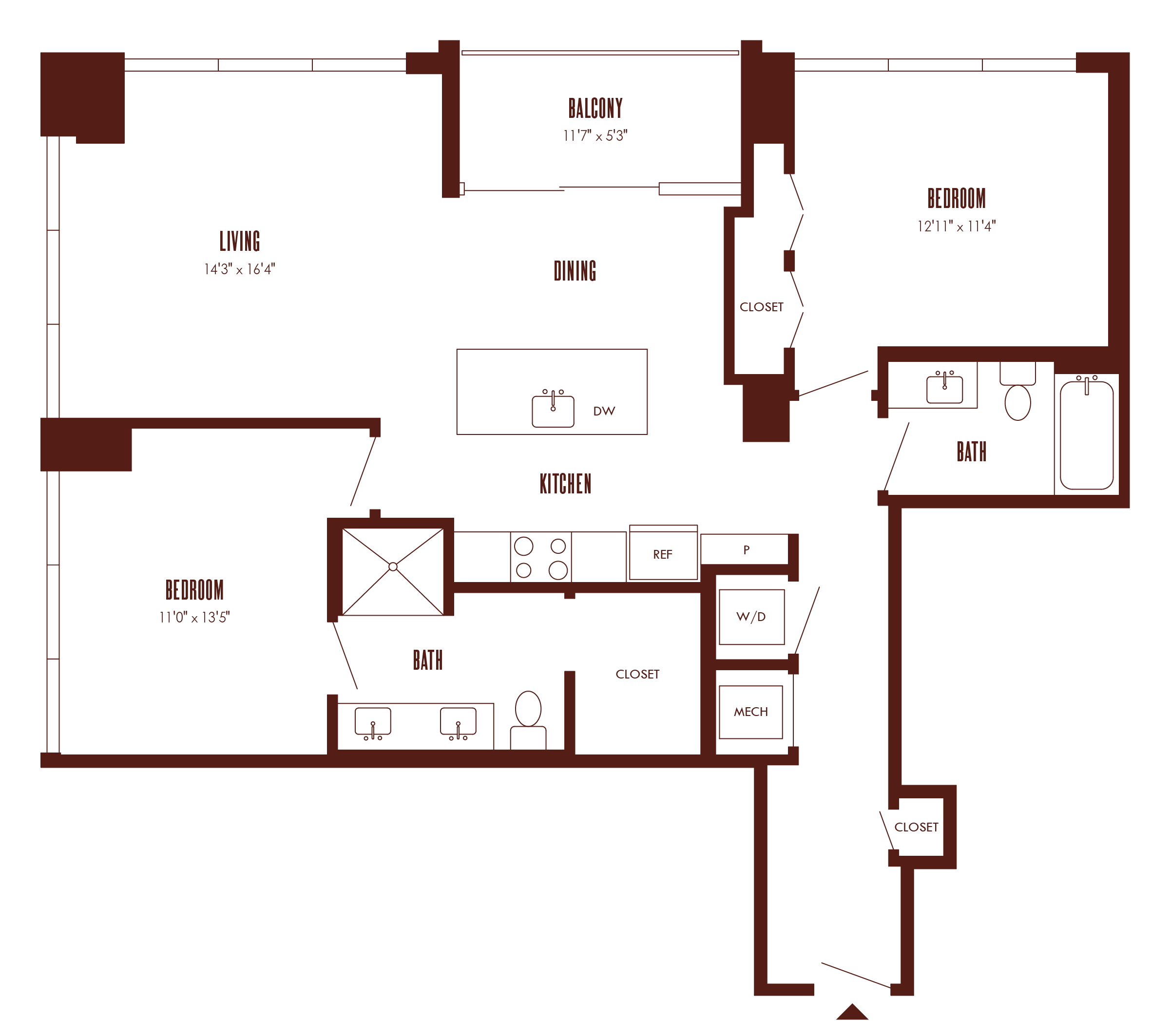Floor Plan Image of Apartment Apt 14F
