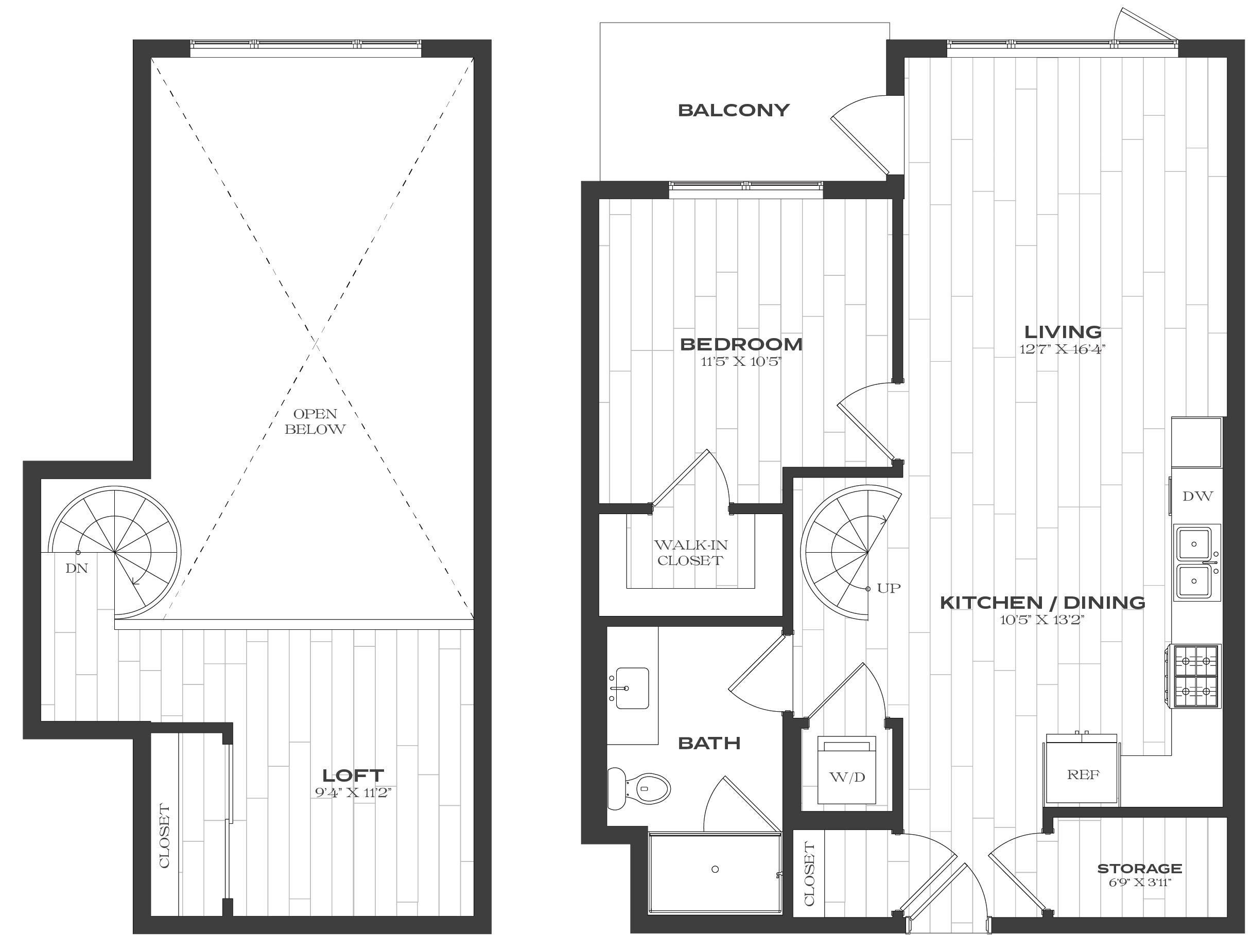 Floor Plan image of 1 Bed/1 Bath Loft-A10