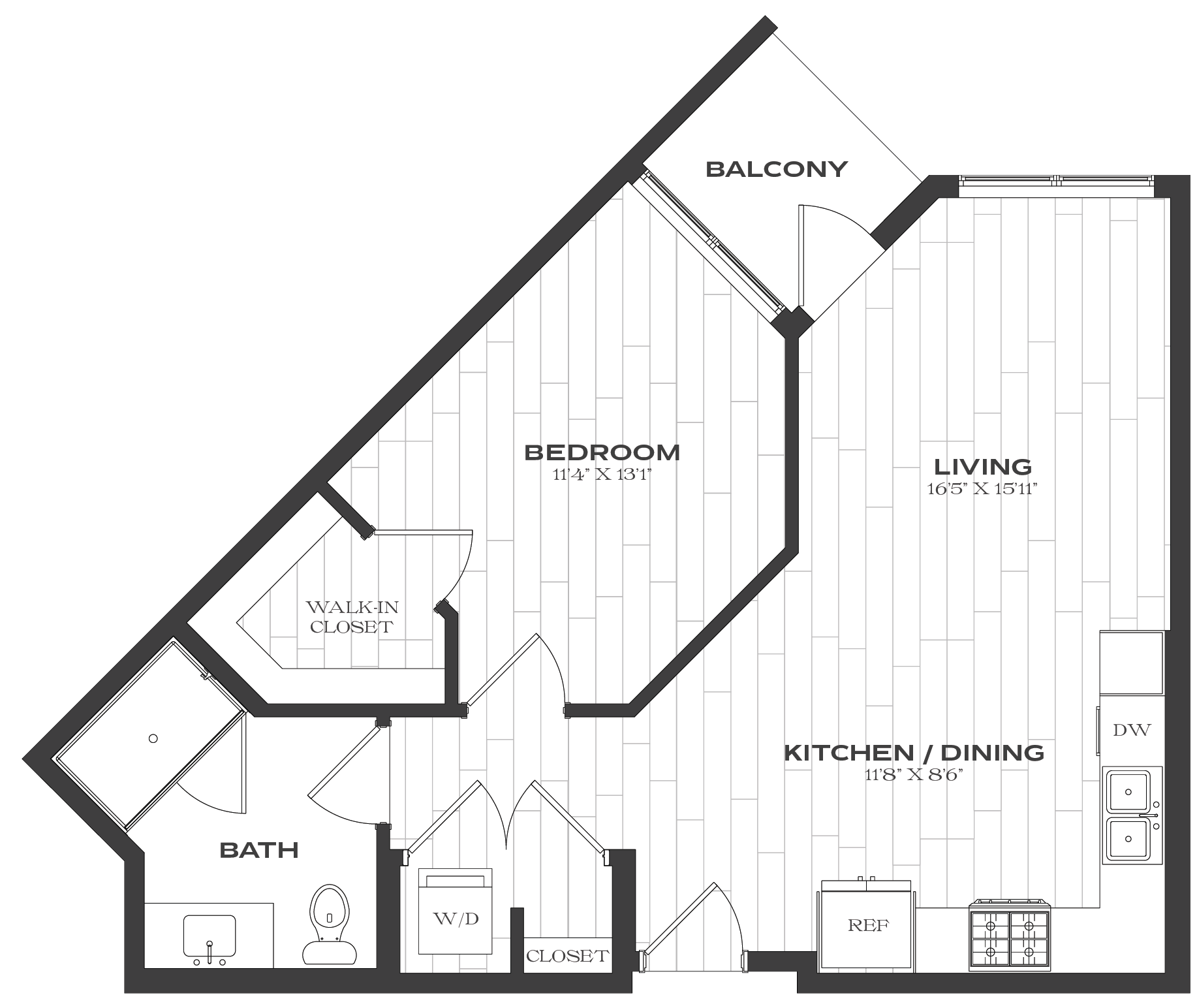 Floor Plan image of 1 Bed/1 Bath-A1