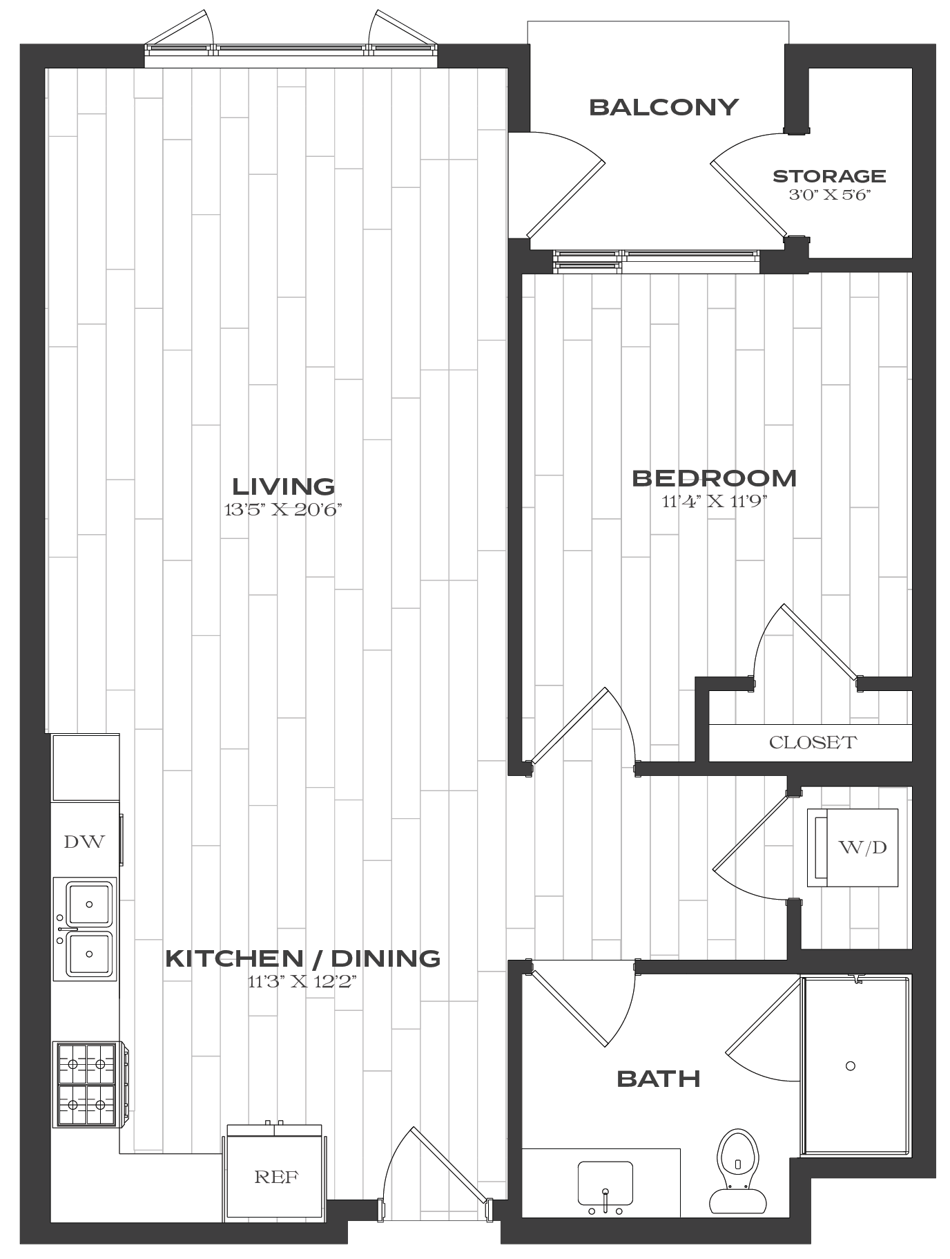 Floor Plan image of 1 Bed/1 Bath-A5