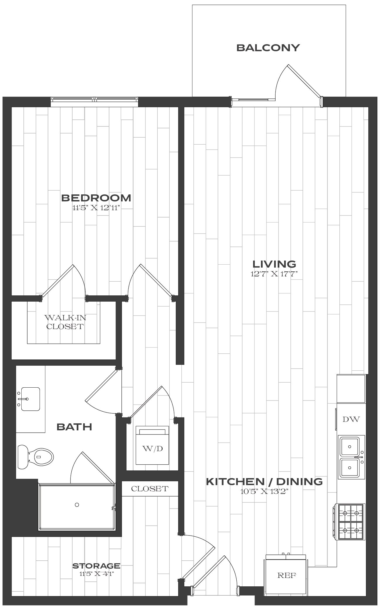 Floor Plan image of 1 Bed/1 Bath-A7a