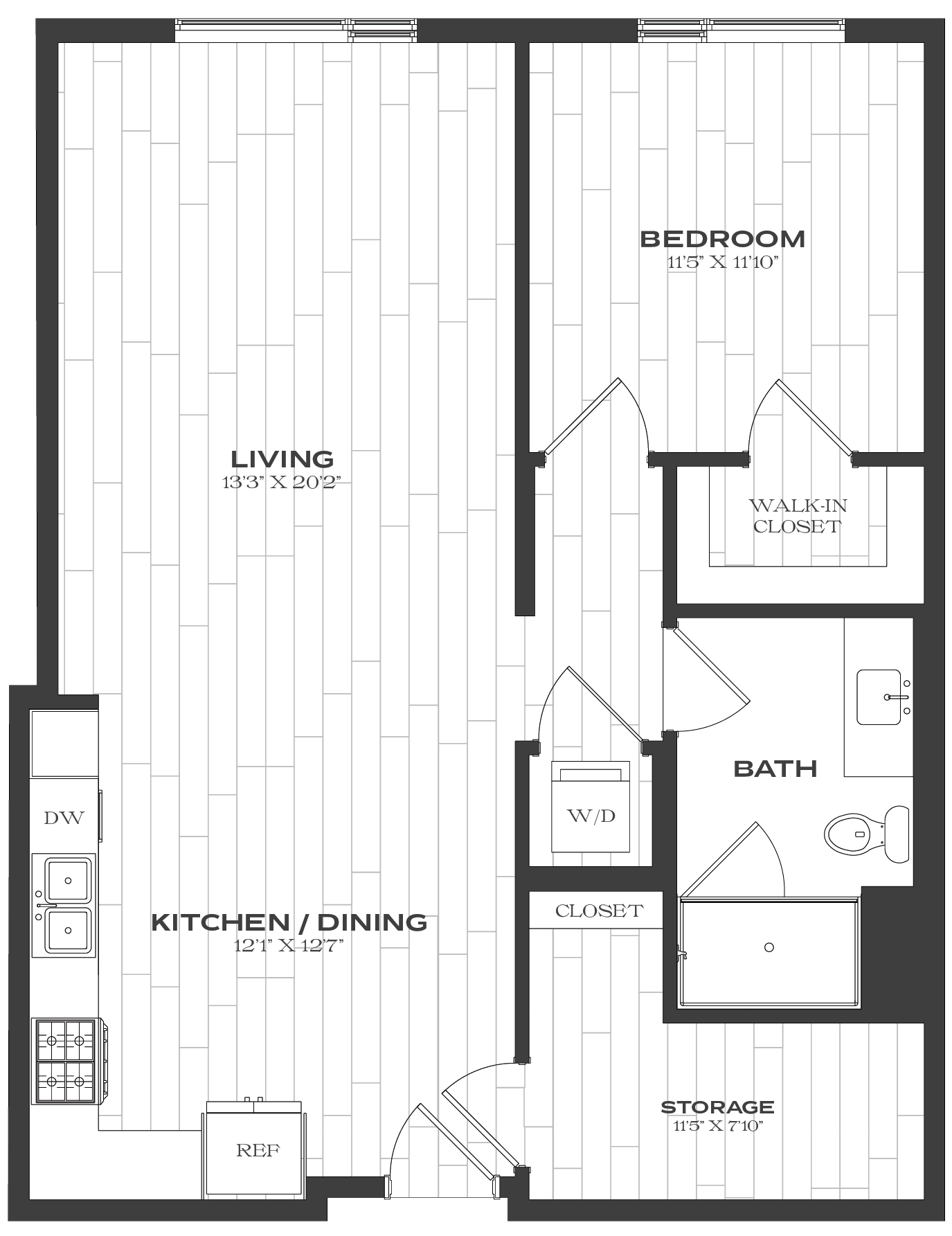 Floor Plan image of 1 Bed/1 Bath-A7b