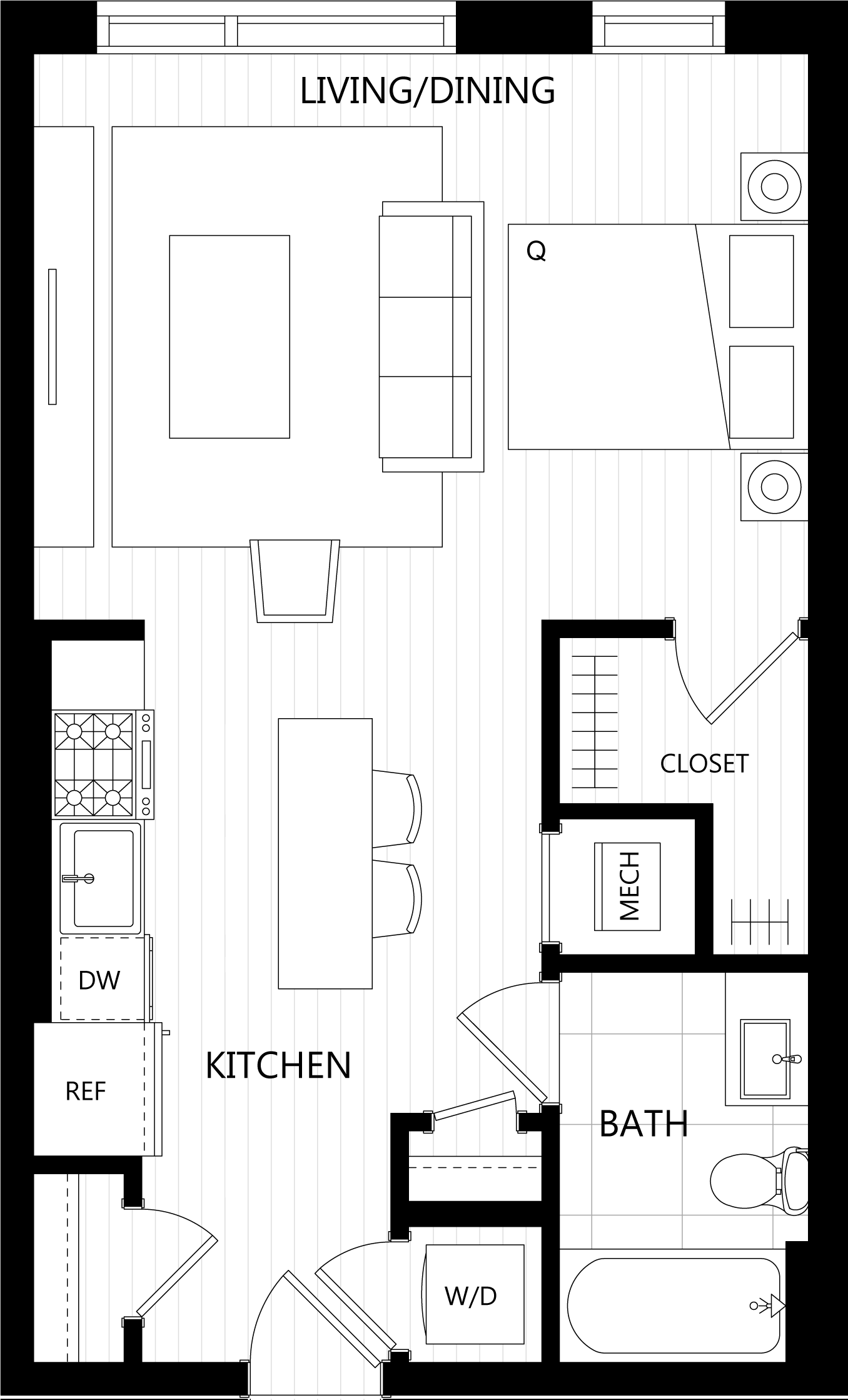 3D floor plan image for apartment 304 at Randolph Perimeter