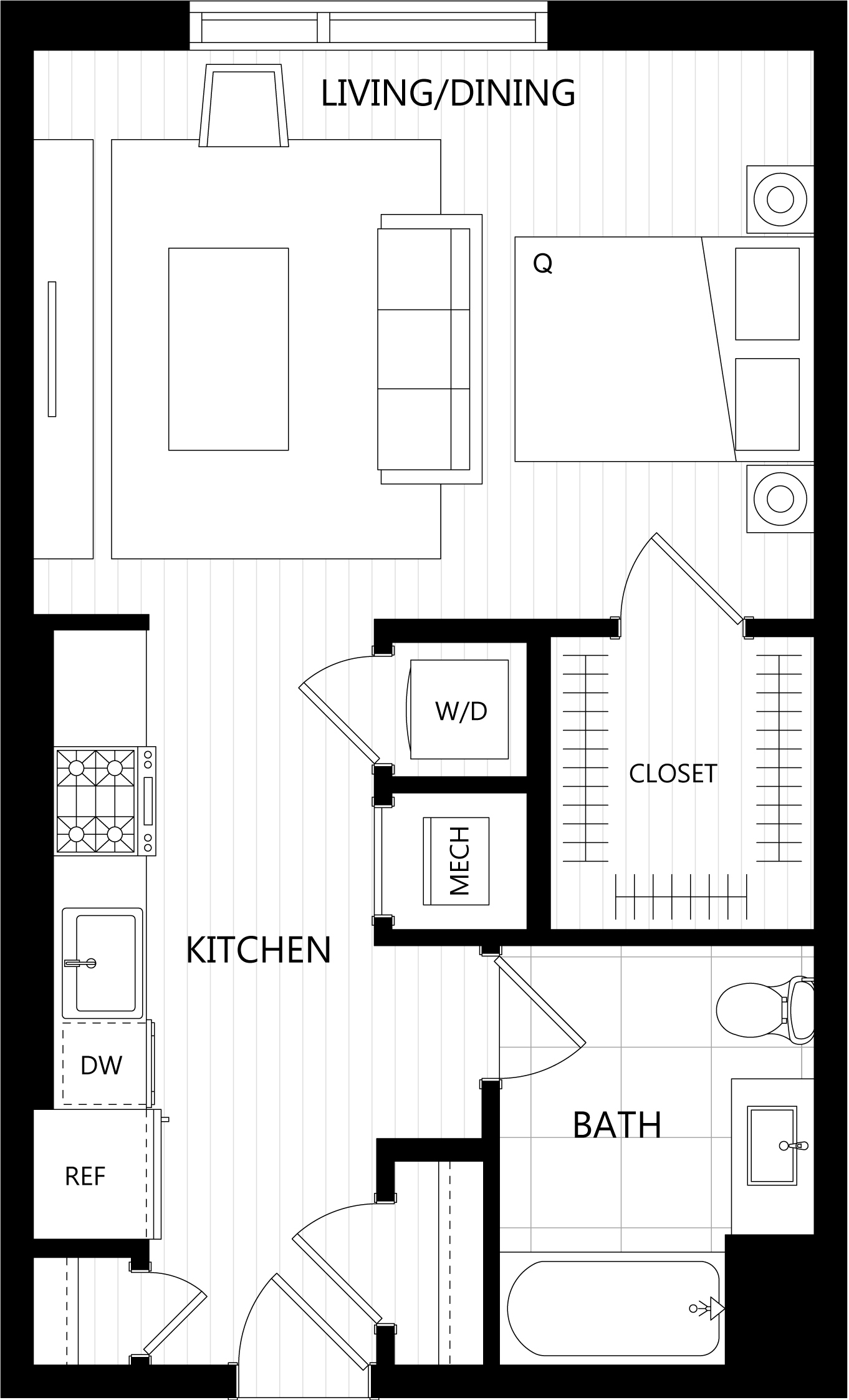 3D floor plan image for apartment 614 at Randolph Perimeter