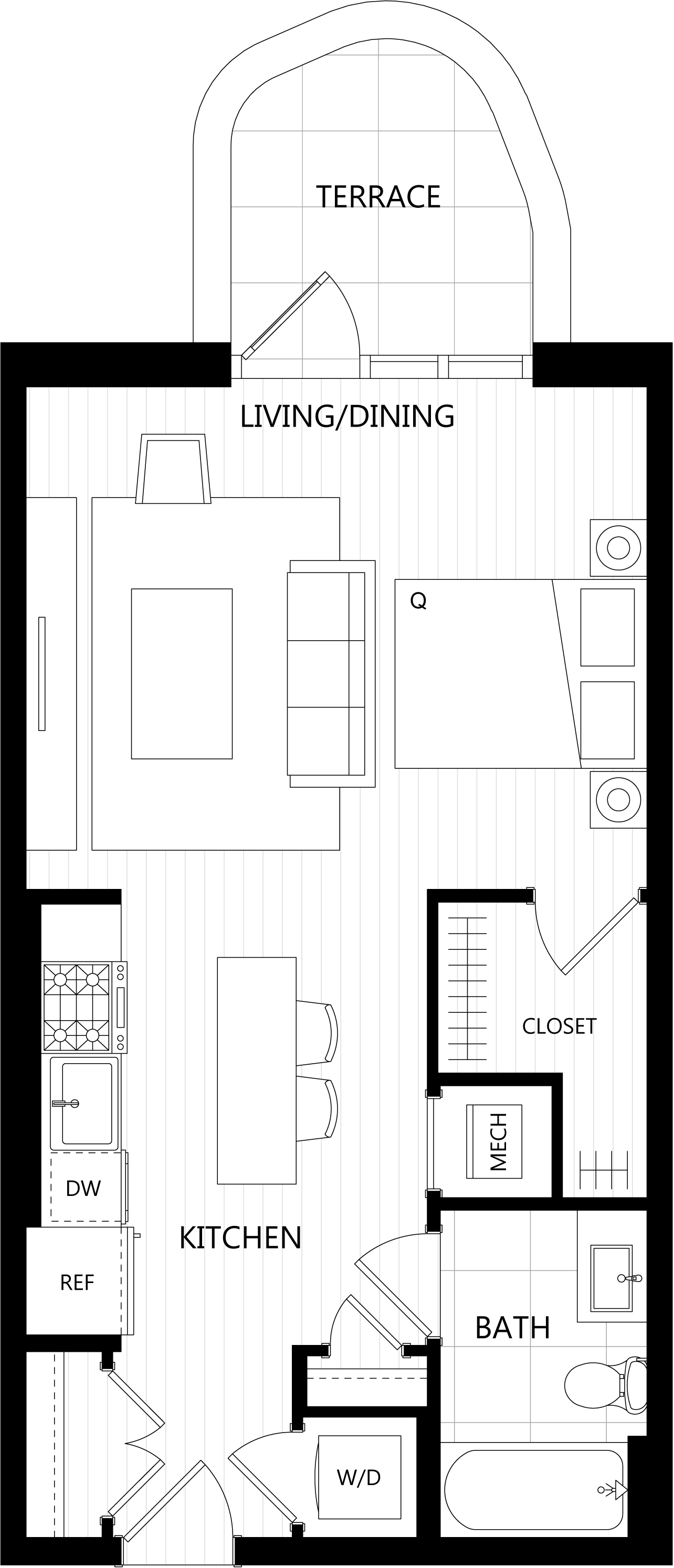 3D floor plan image for apartment 259 at Randolph Perimeter