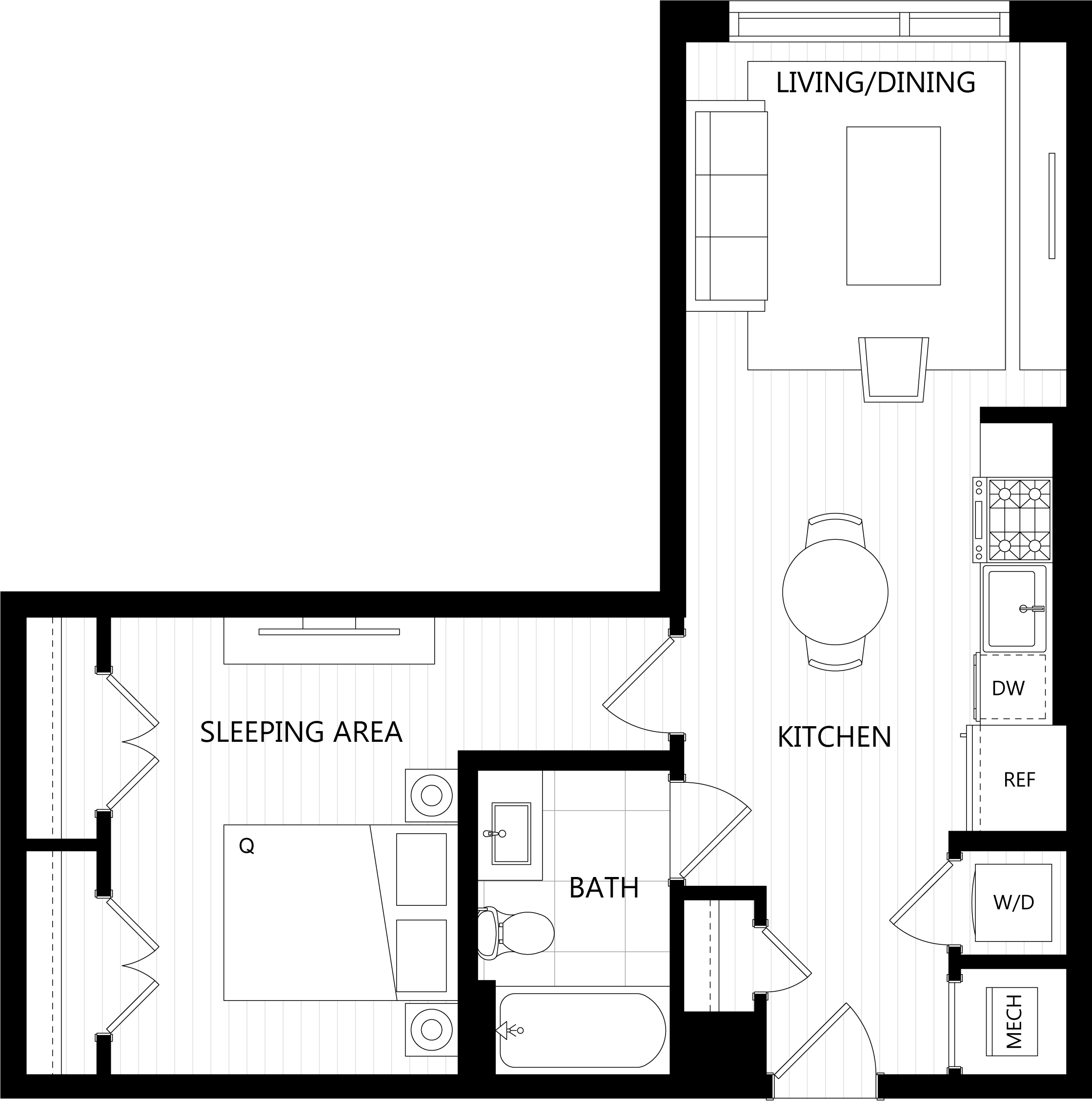 3D floor plan image for apartment 406 at Randolph Perimeter