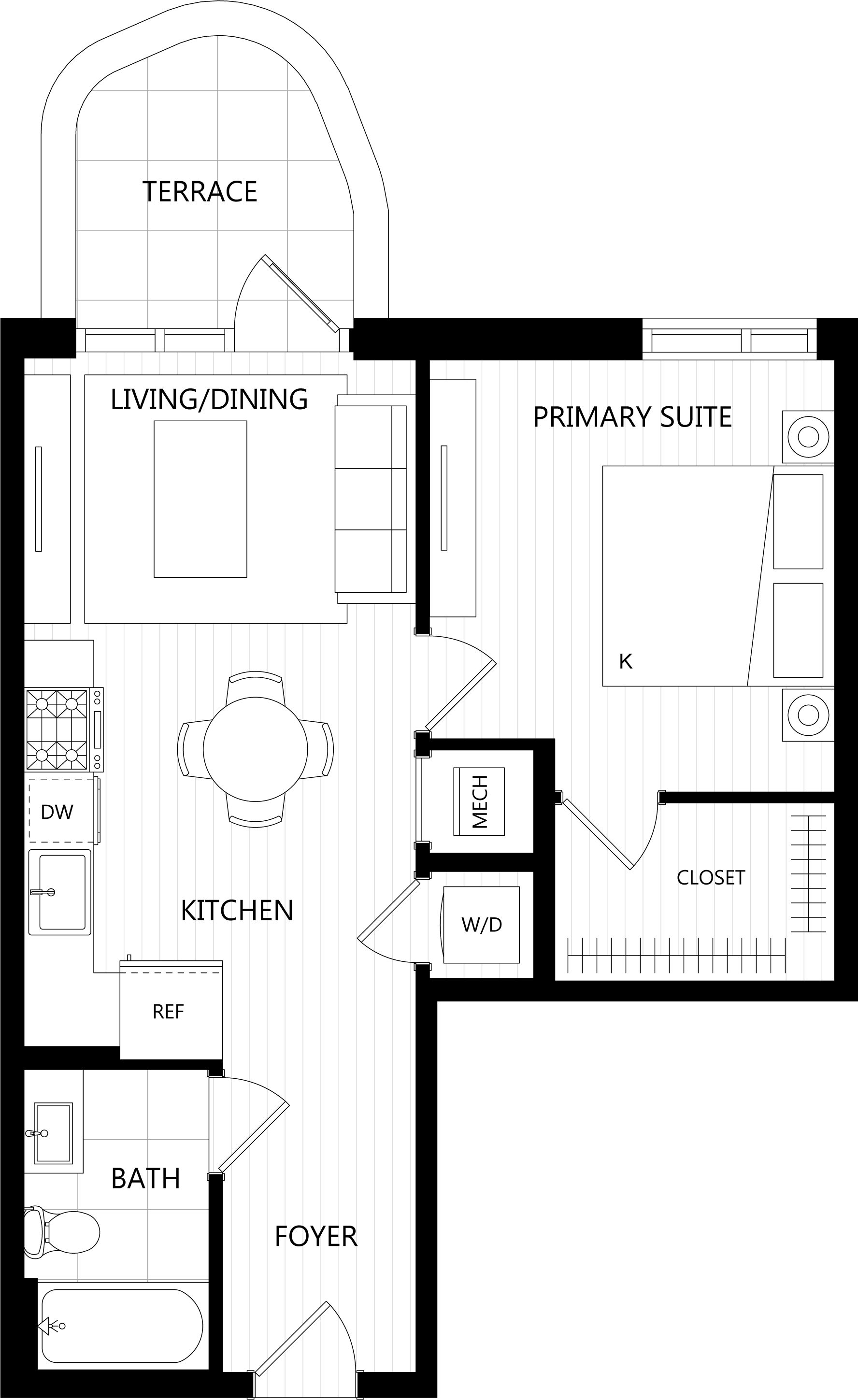 3D floor plan image for apartment 110 at Randolph Perimeter