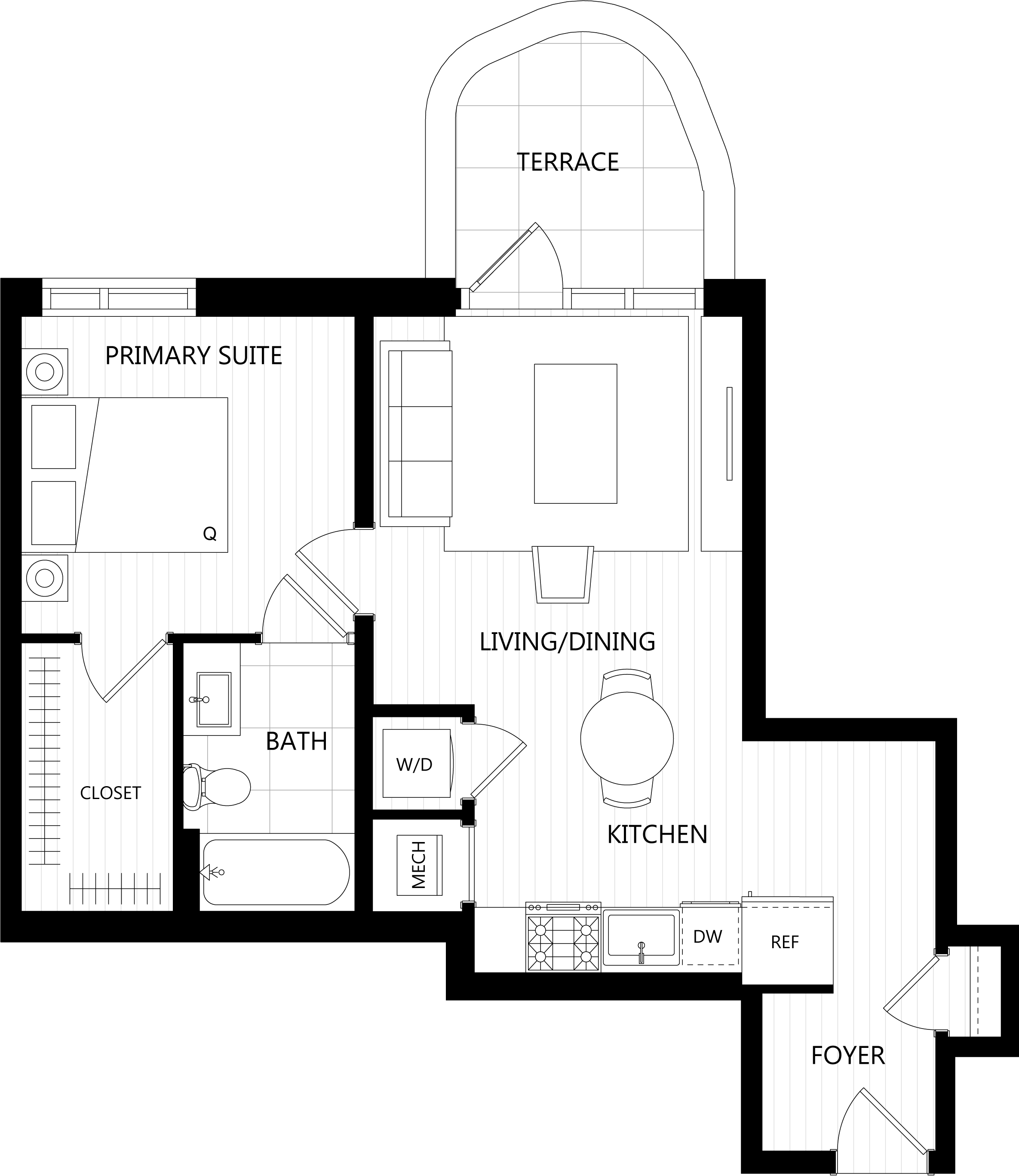 3D floor plan image for apartment 111 at Randolph Perimeter