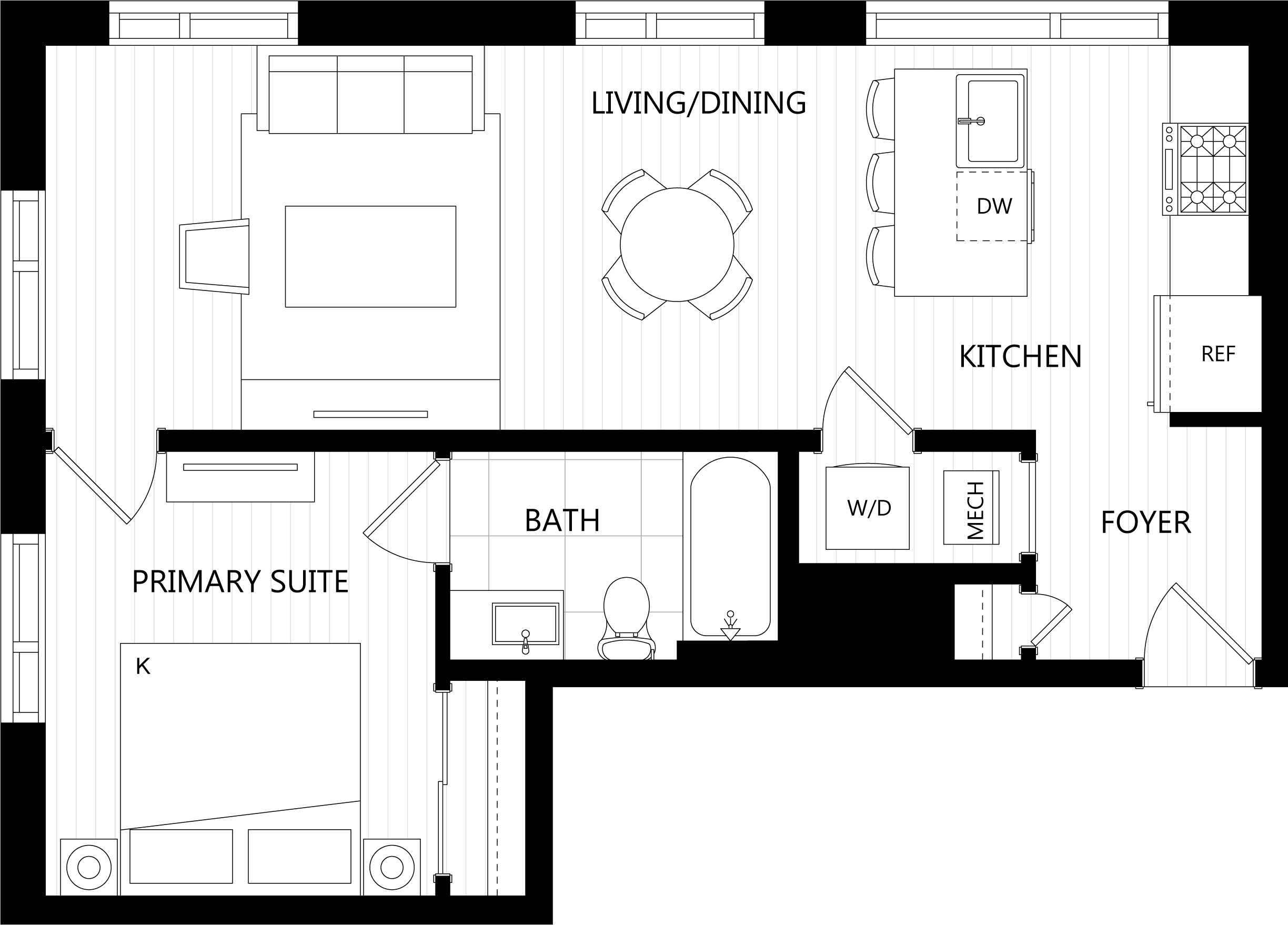3D floor plan image for apartment 212 at Randolph Perimeter