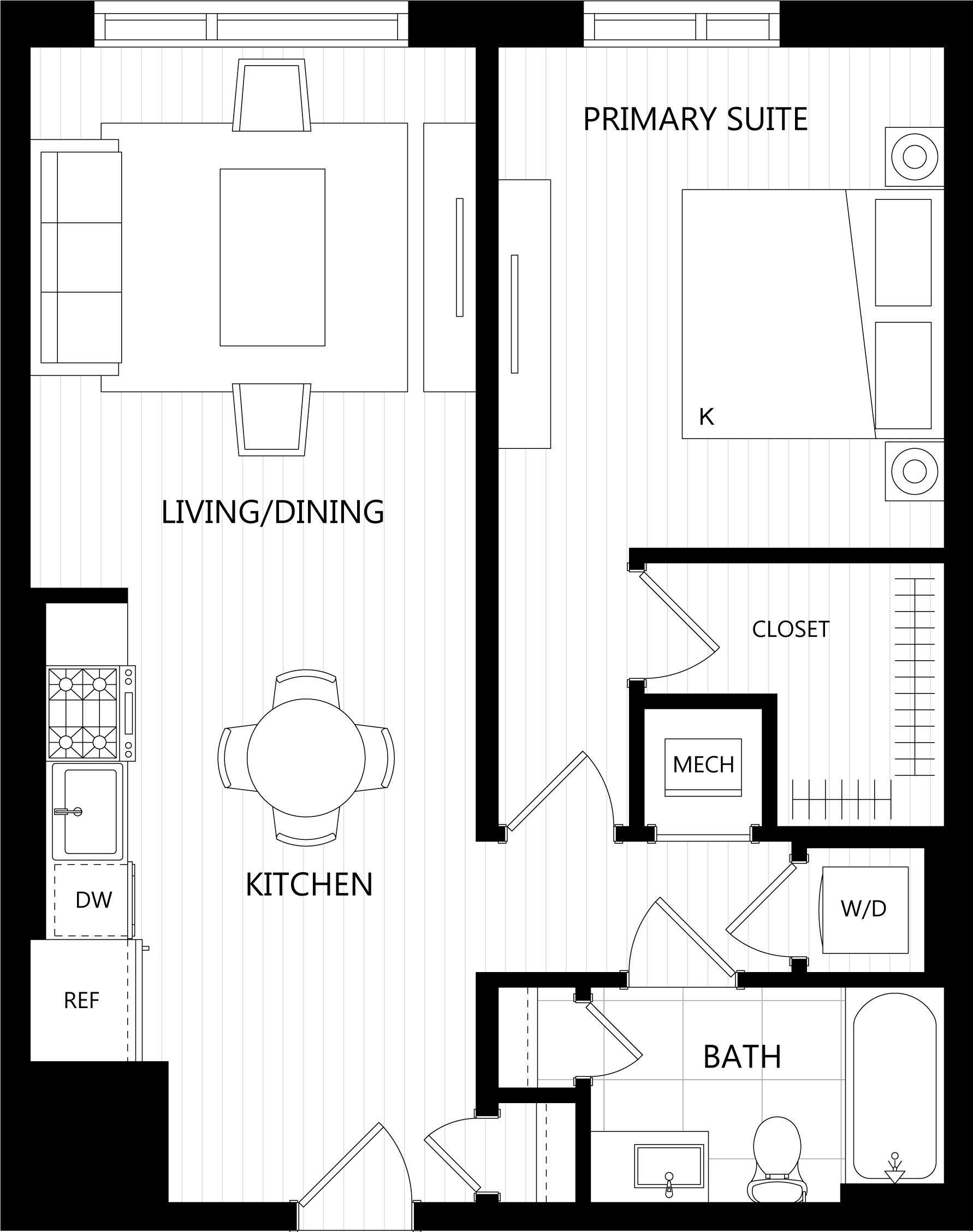 3D floor plan image for apartment 607 at Randolph Perimeter