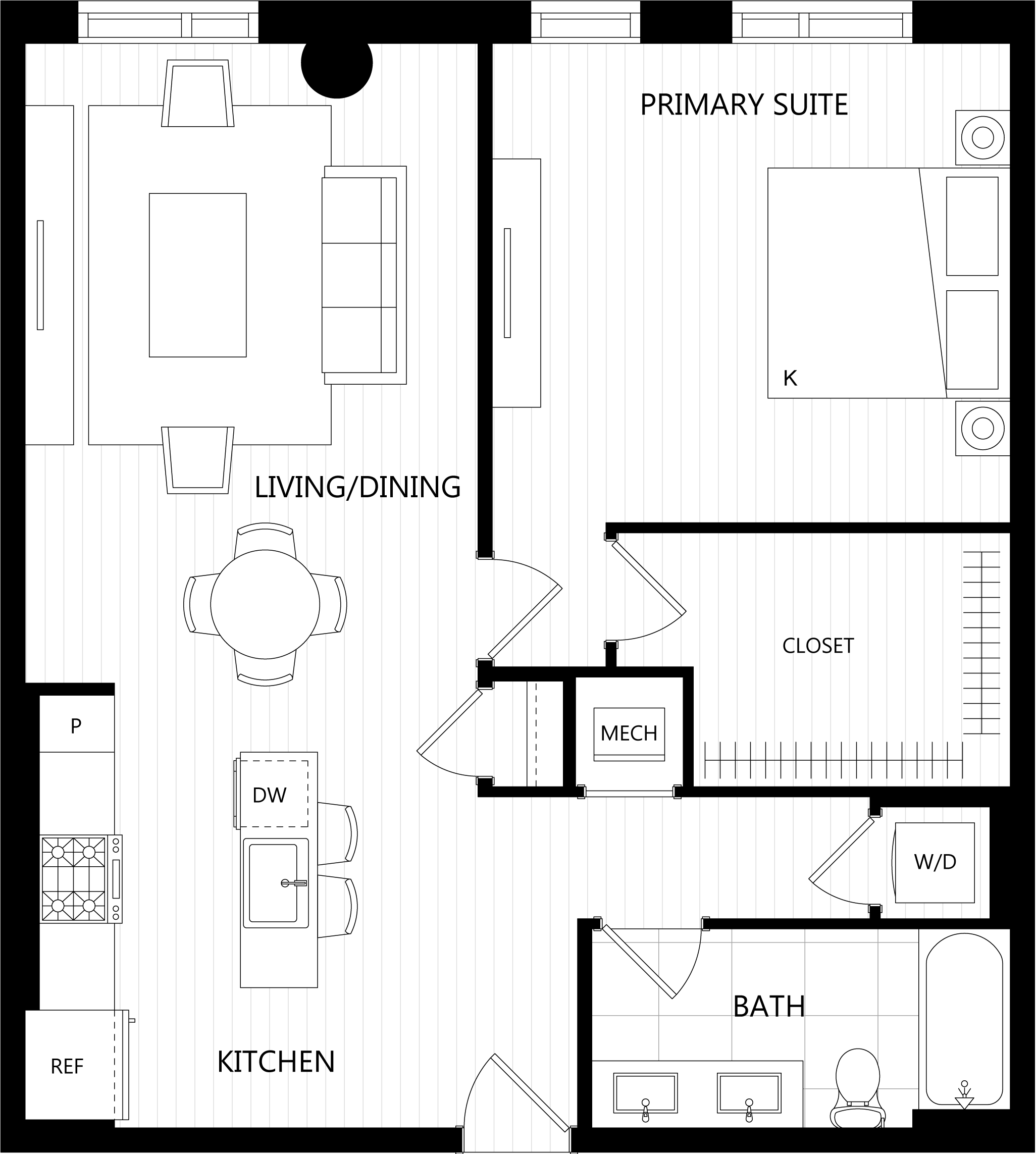 3D floor plan image for apartment 202 at Randolph Perimeter