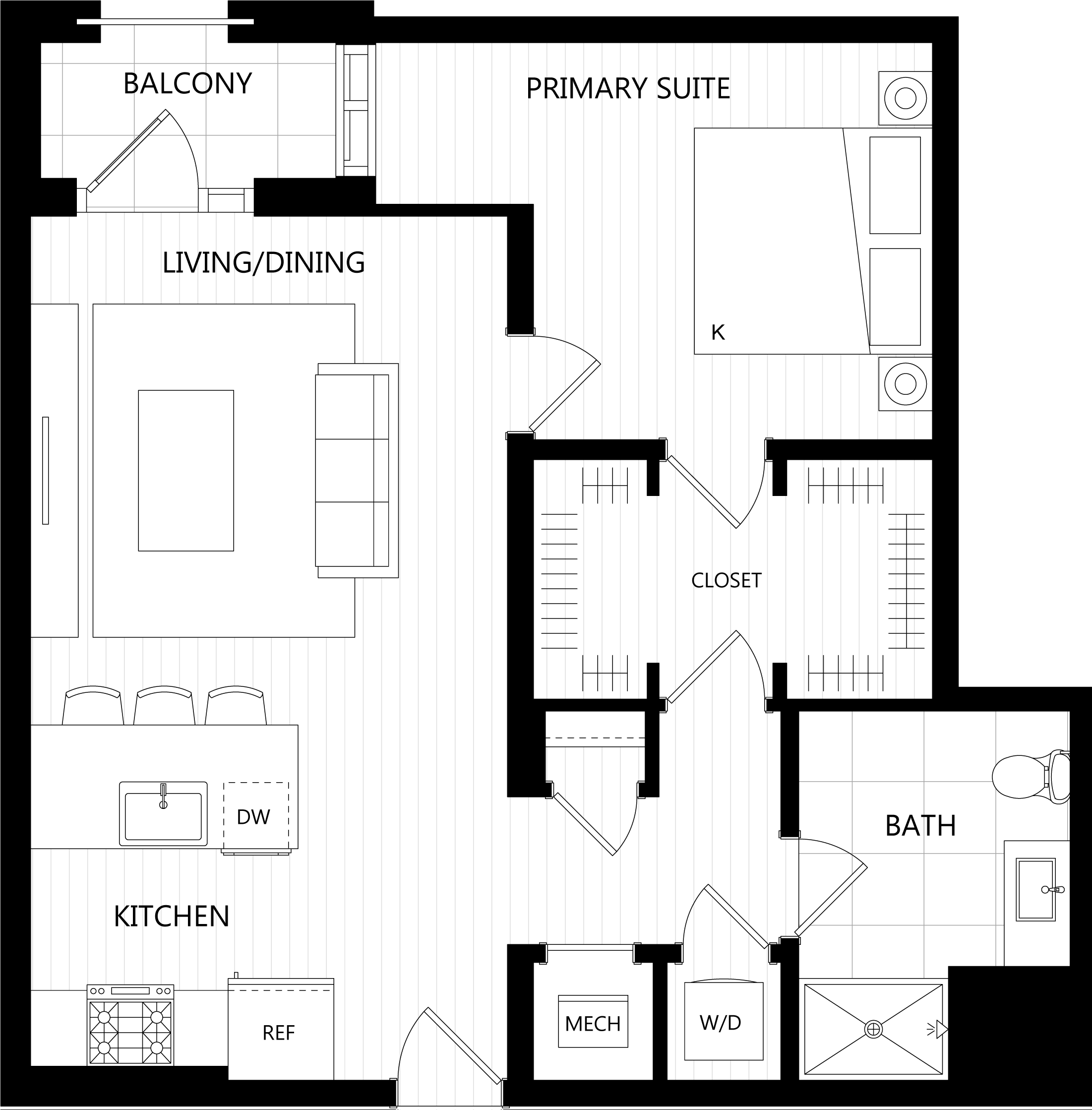 3D floor plan image for apartment 305 at Randolph Perimeter