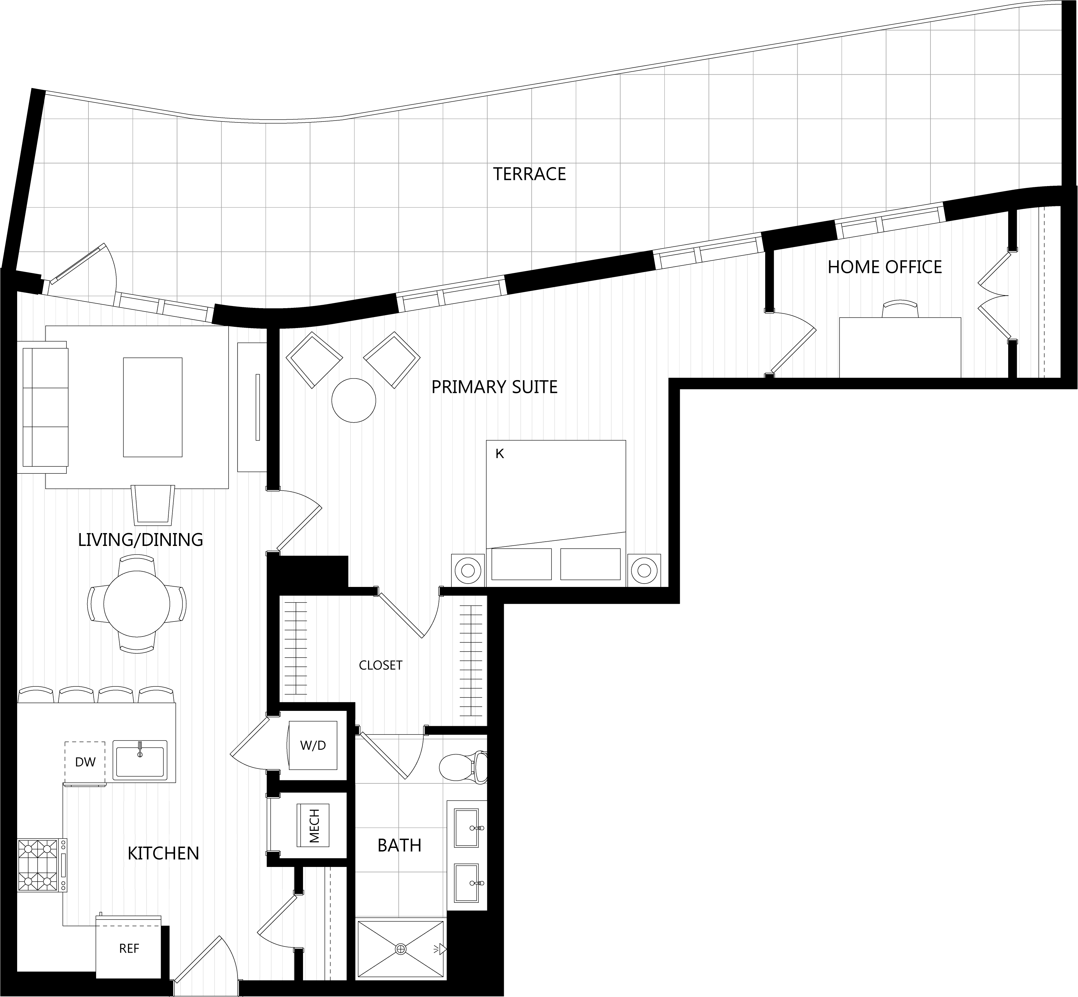 3D floor plan image for apartment PH23 at Randolph Perimeter