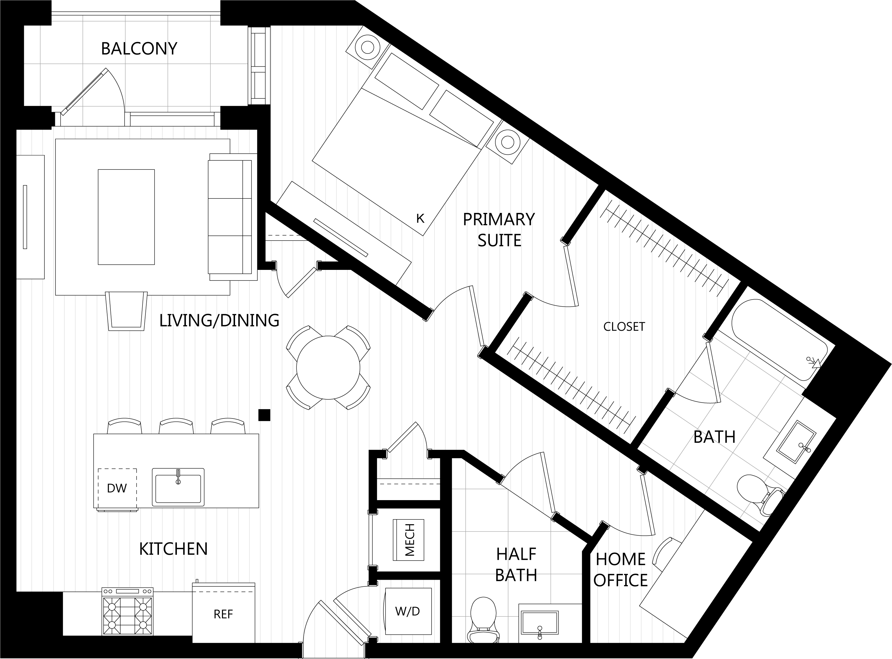 3D floor plan image for apartment 646 at Randolph Perimeter