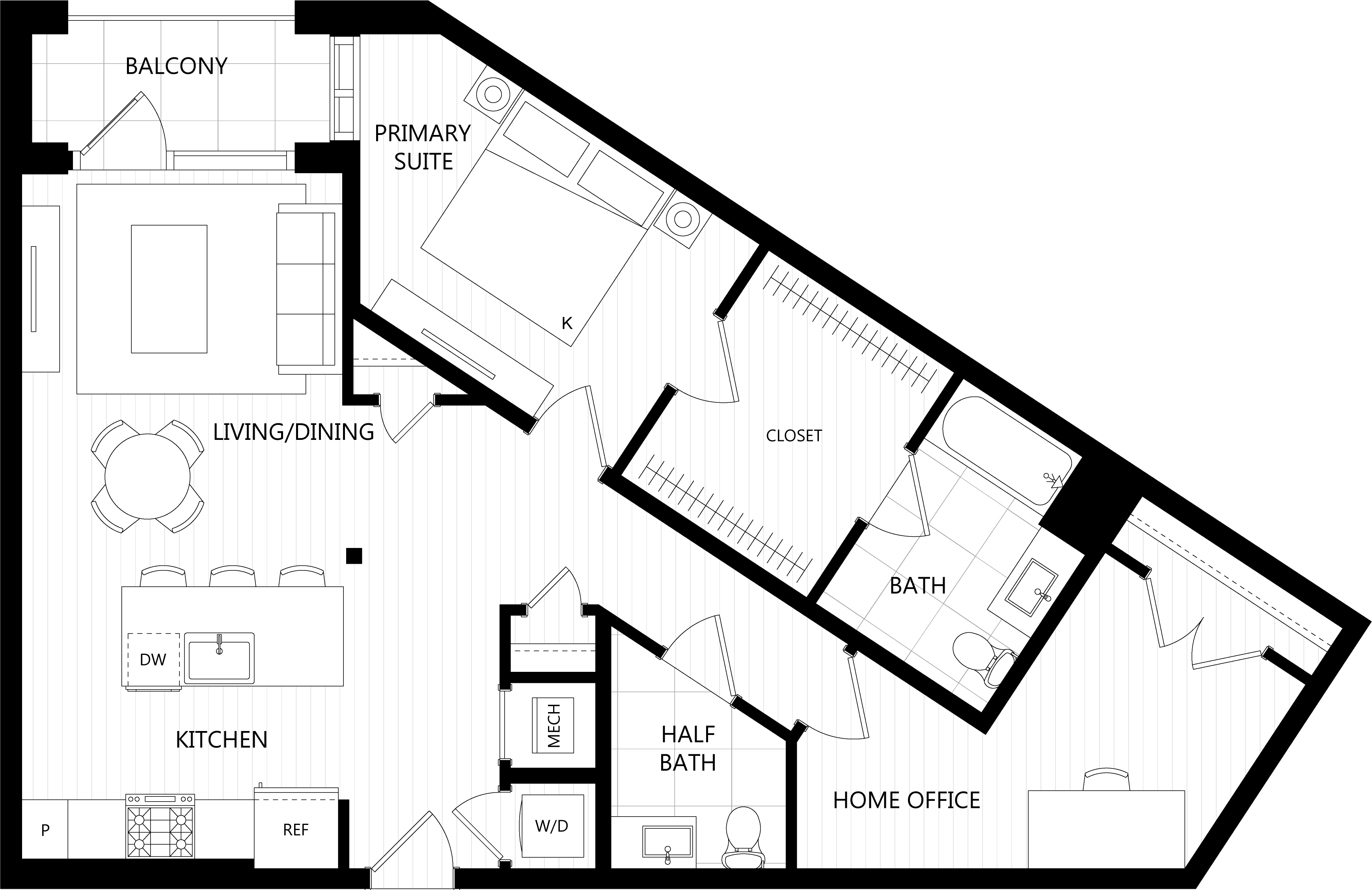3D floor plan image for apartment 308 at Randolph Perimeter