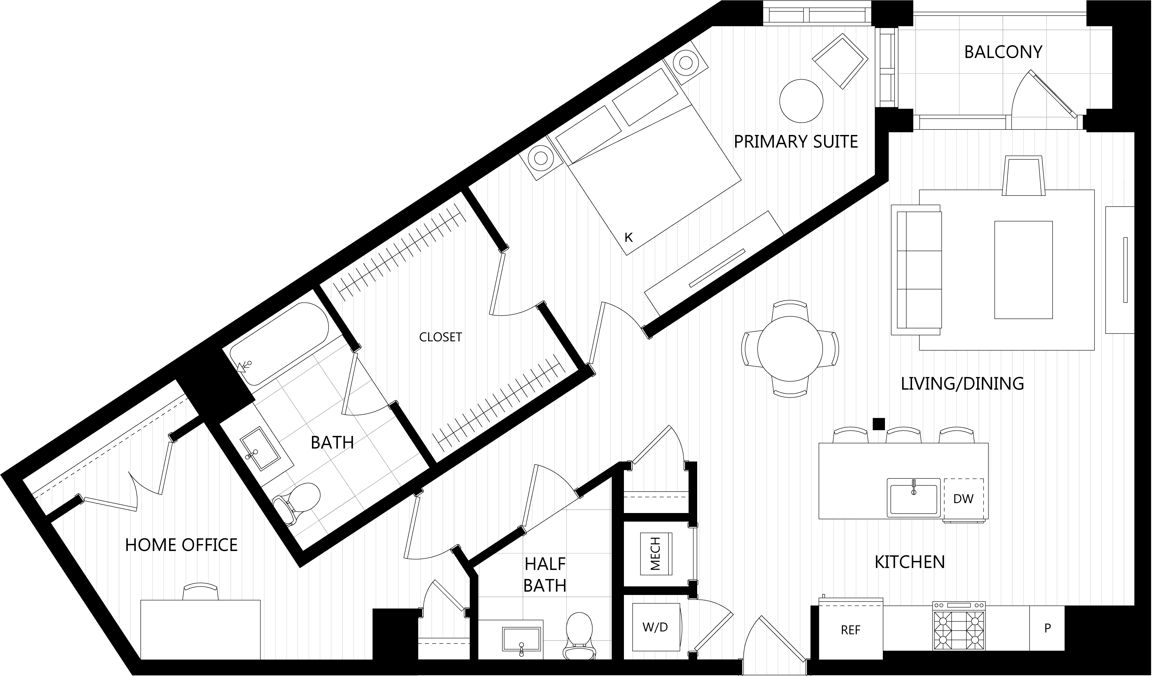 3D floor plan image for apartment 409 at Randolph Perimeter
