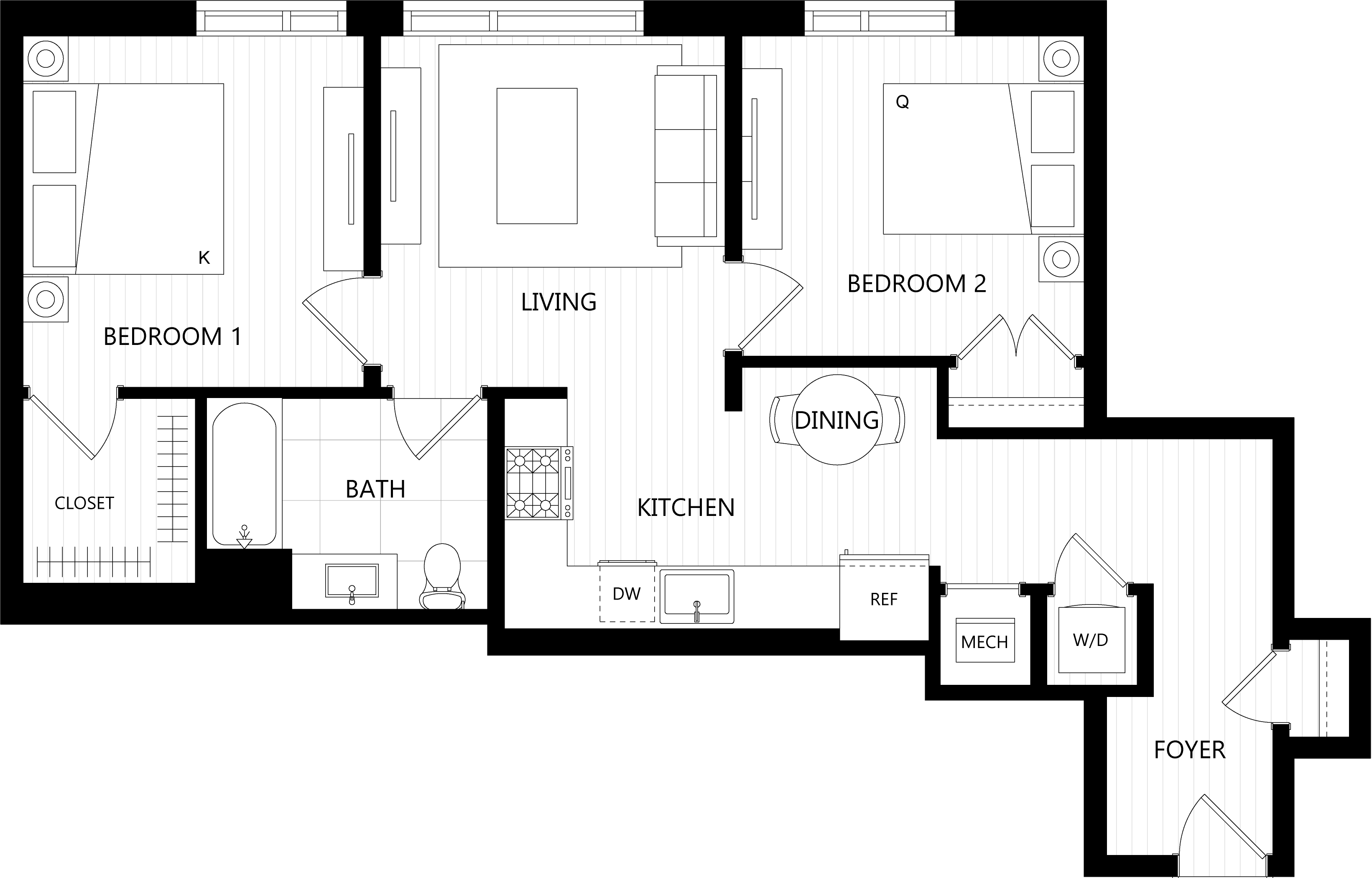 3D floor plan image for apartment 611 at Randolph Perimeter