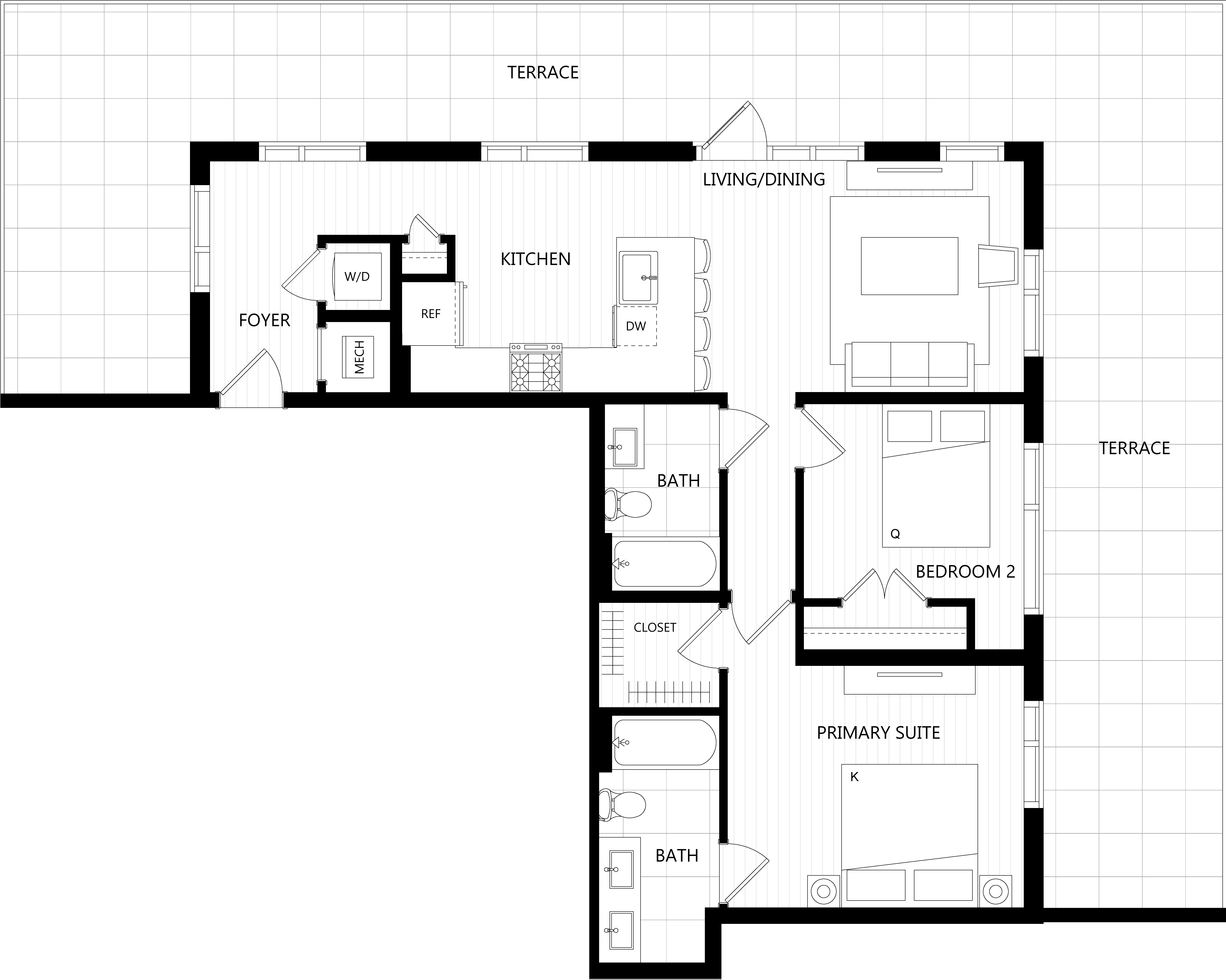 3D floor plan image for apartment PH11 at Randolph Perimeter