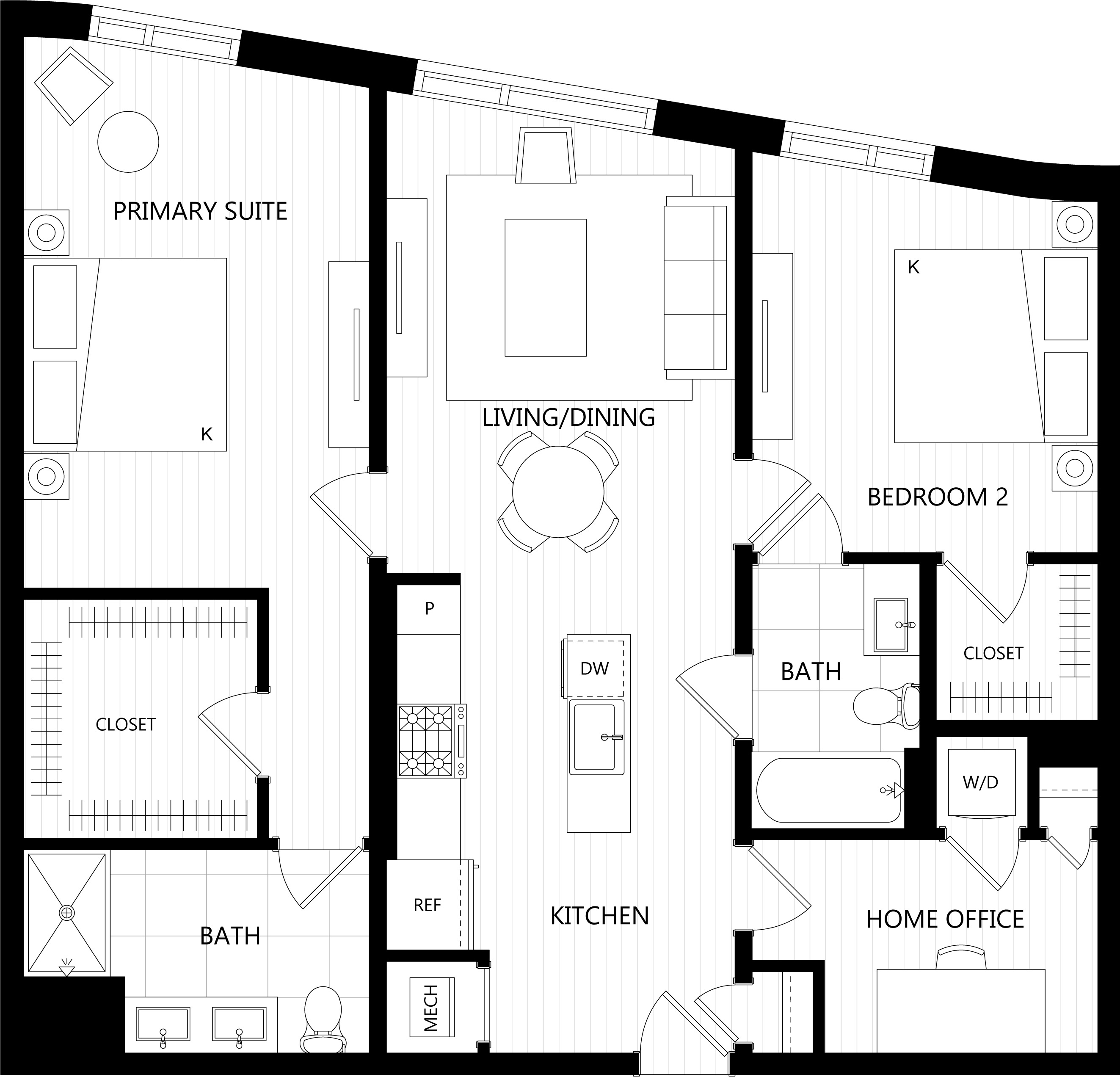 3D floor plan image for apartment 523 at Randolph Perimeter