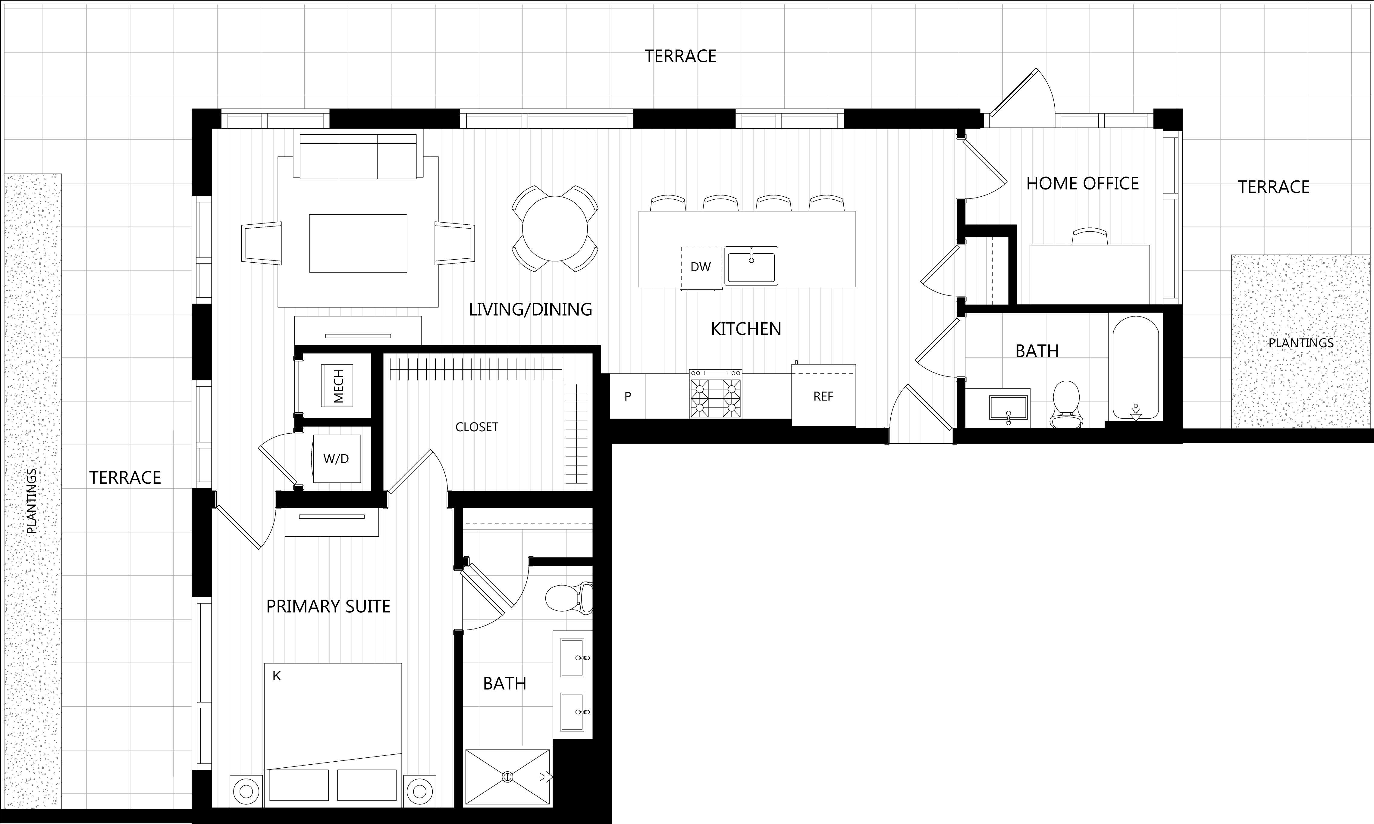 3D floor plan image for apartment PH29 at Randolph Perimeter