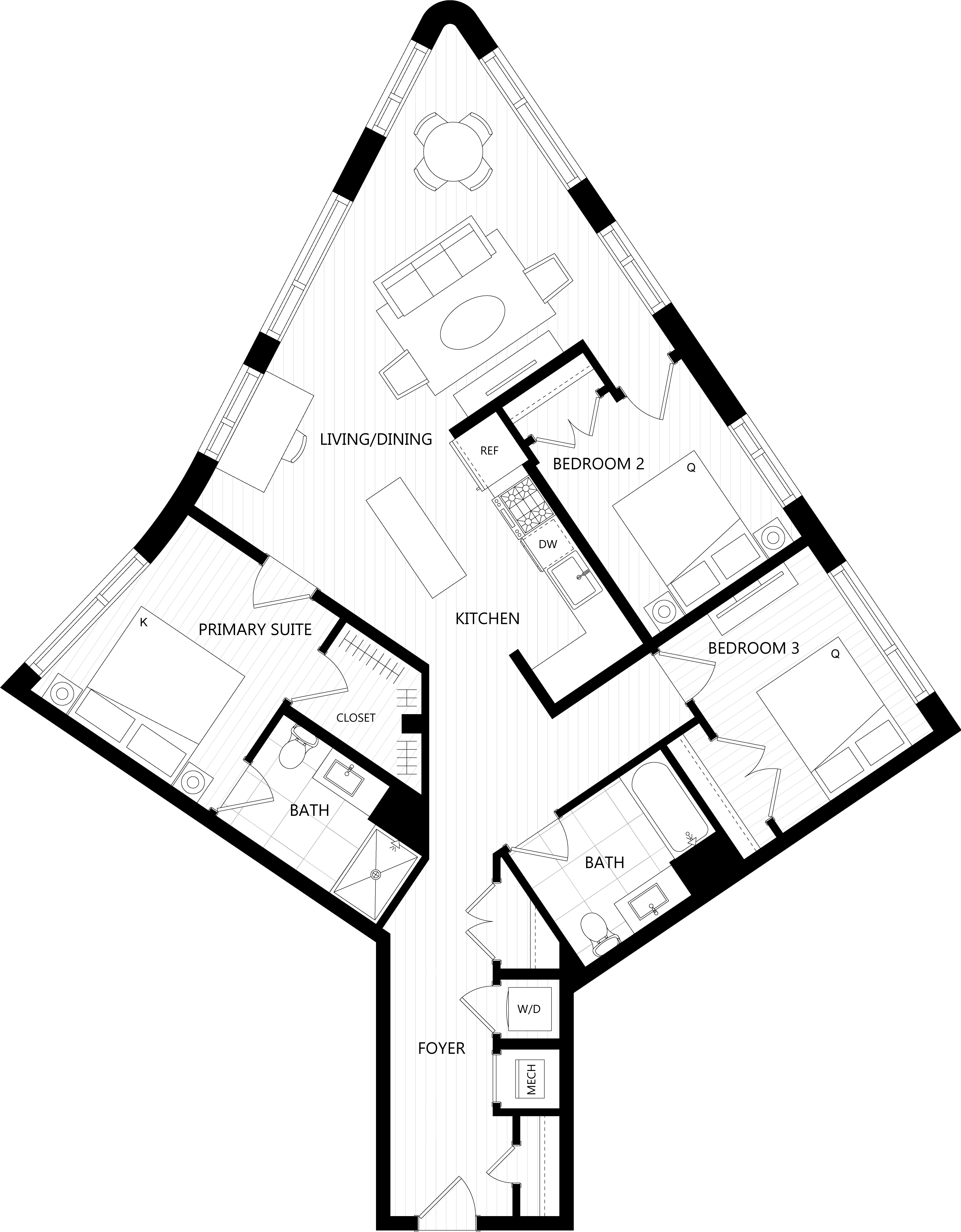 3D floor plan image for apartment 433 at Randolph Perimeter