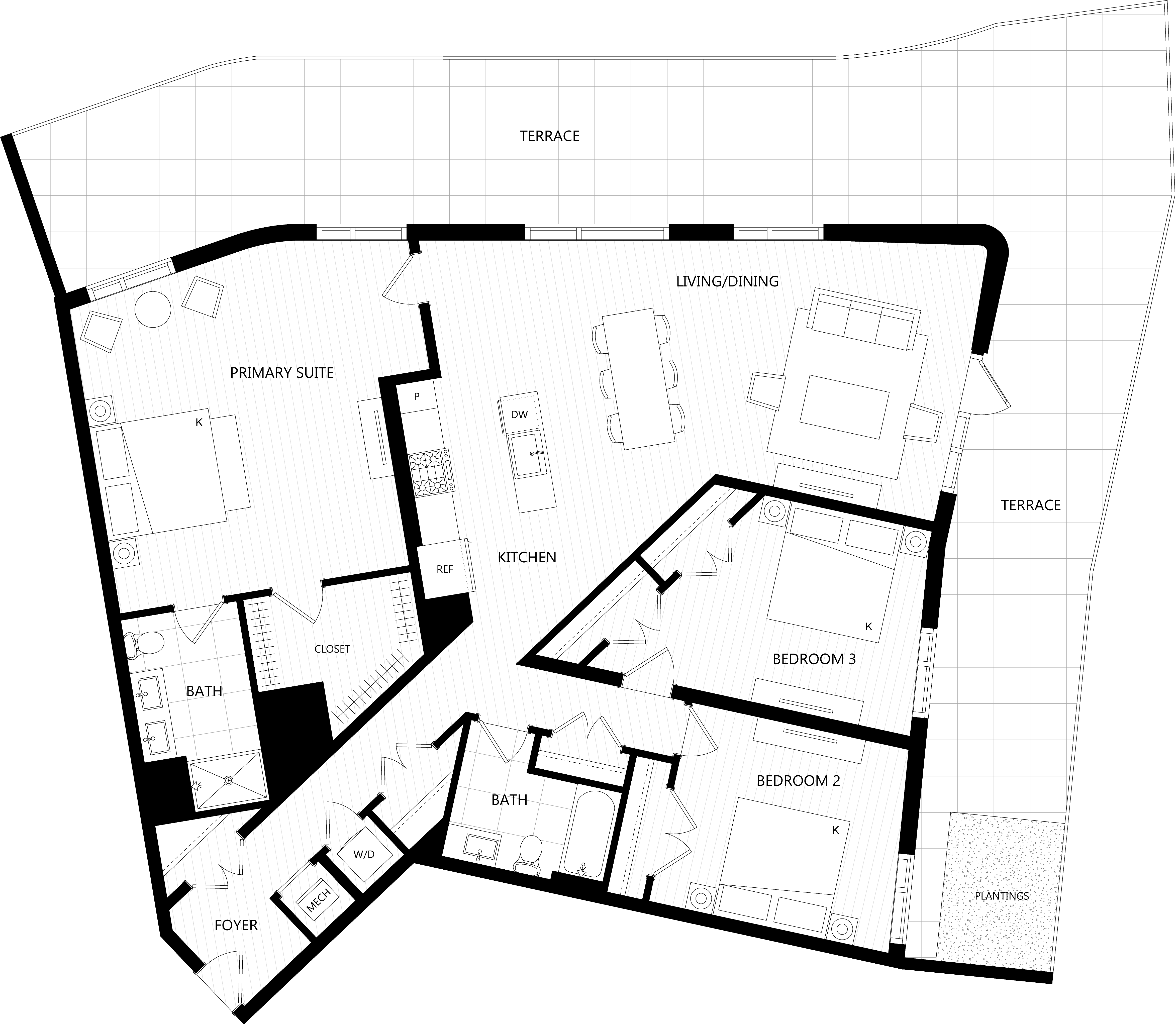 3D floor plan image for apartment PH18 at Randolph Perimeter