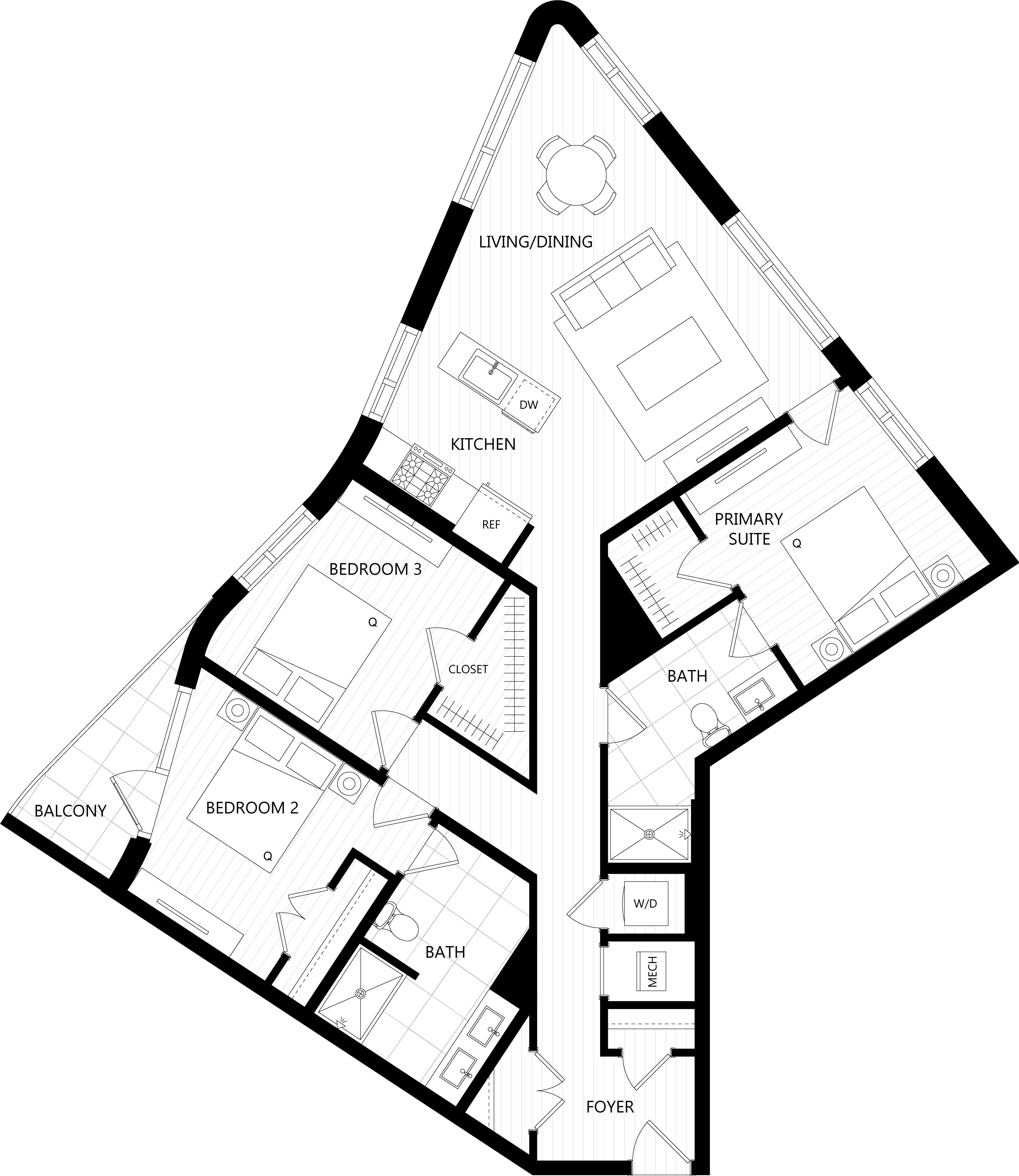 3D floor plan image for apartment 519 at Randolph Perimeter