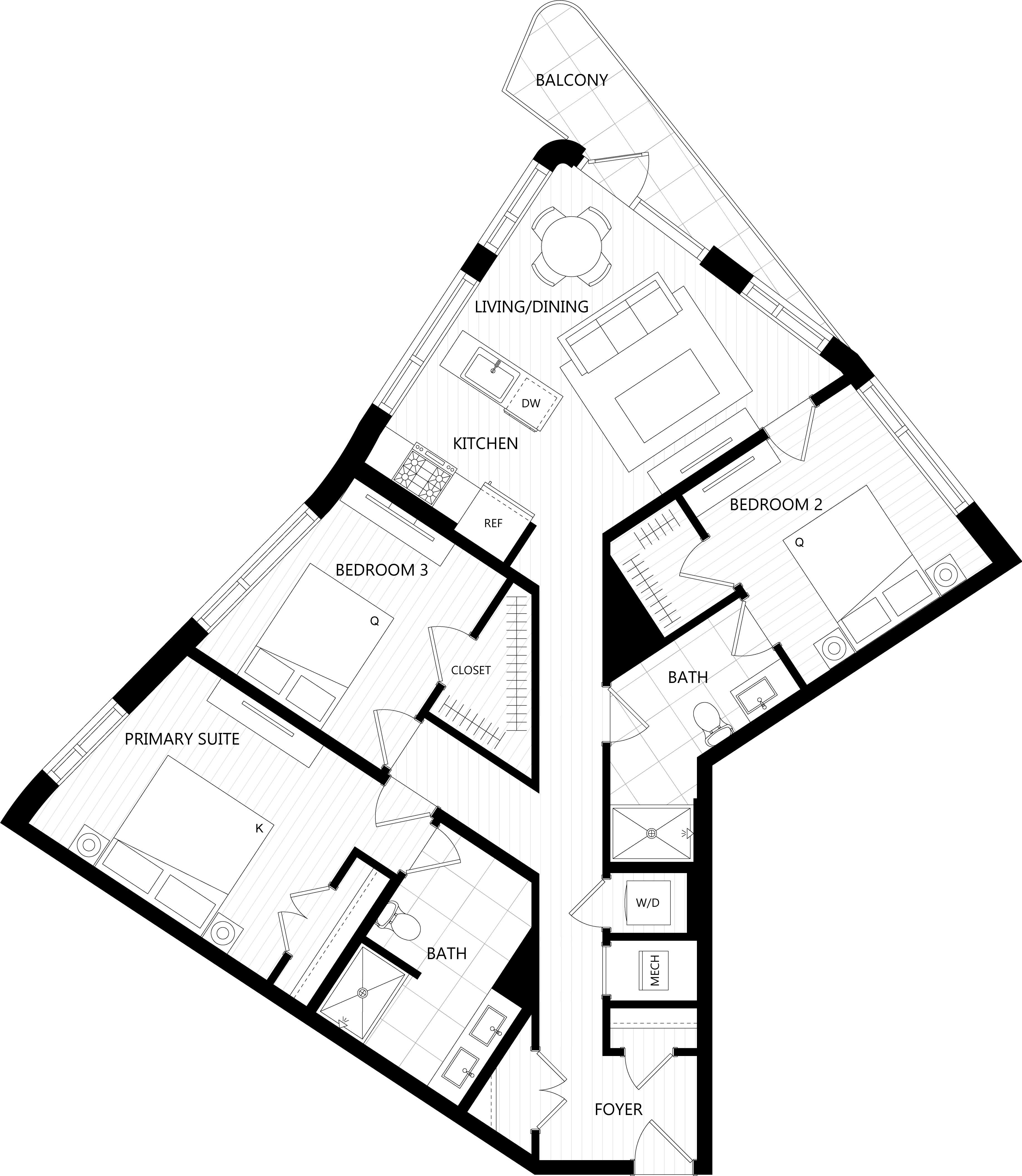 3D floor plan image for apartment 619 at Randolph Perimeter