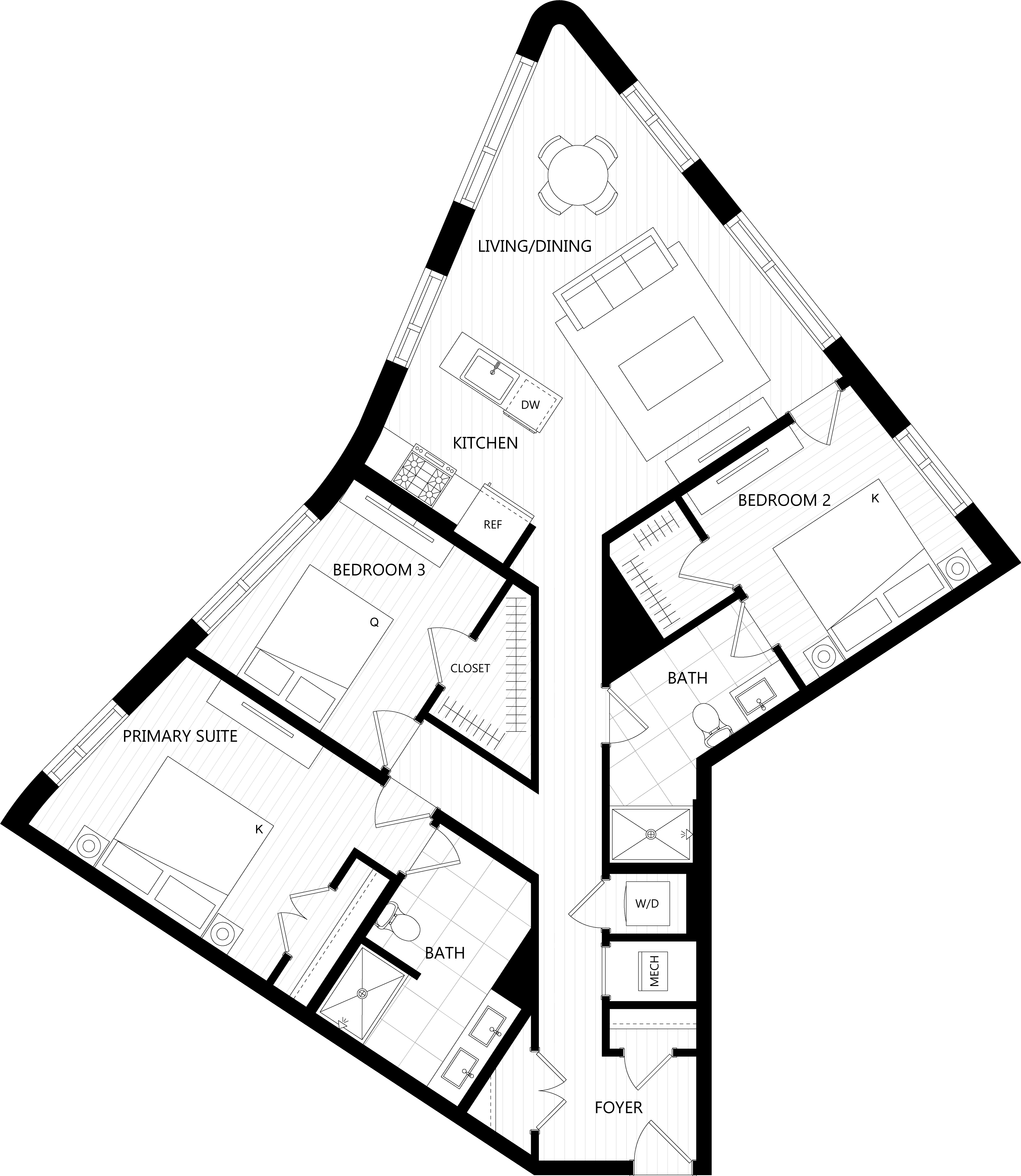 3D floor plan image for apartment 419 at Randolph Perimeter
