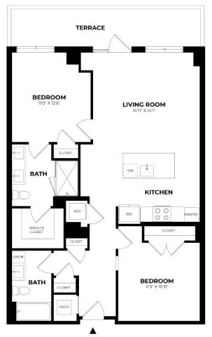 Floor Plan Image of Apartment Apt 525